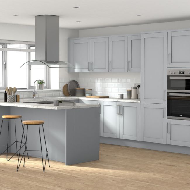GoodHome Alpinia Matt grey painted wood effect shaker Base Kitchen cabinet (W)800mm (H)720mm