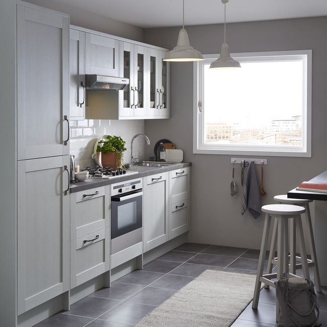 GoodHome Alpinia Matt grey painted wood effect shaker Base Kitchen cabinet (W)800mm (H)720mm
