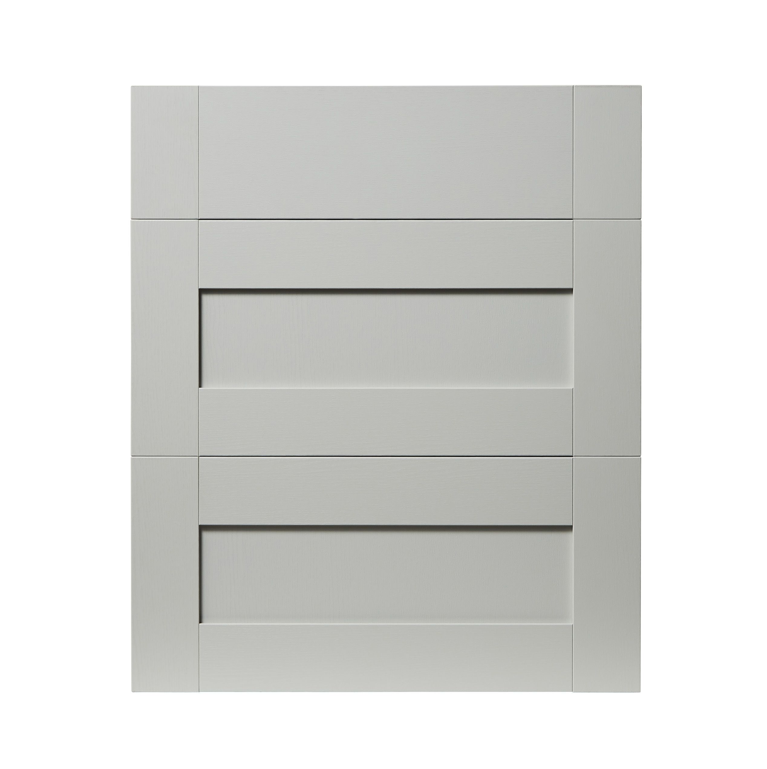 GoodHome Alpinia Matt grey painted wood effect shaker Drawer front (W)600mm, Pack of 3