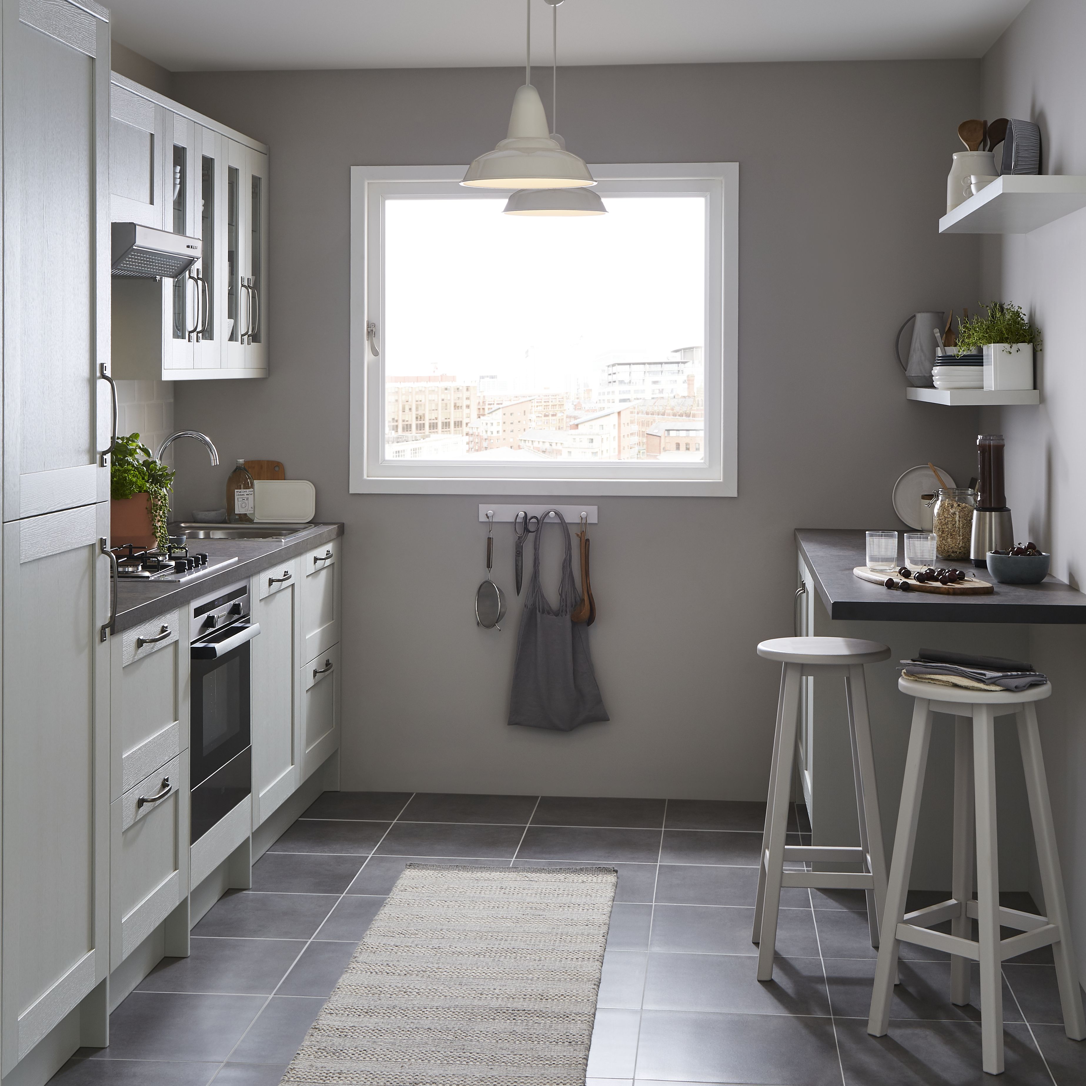 GoodHome Alpinia Matt grey painted wood effect shaker Standard Clad on end panel (H)960mm (W)360mm