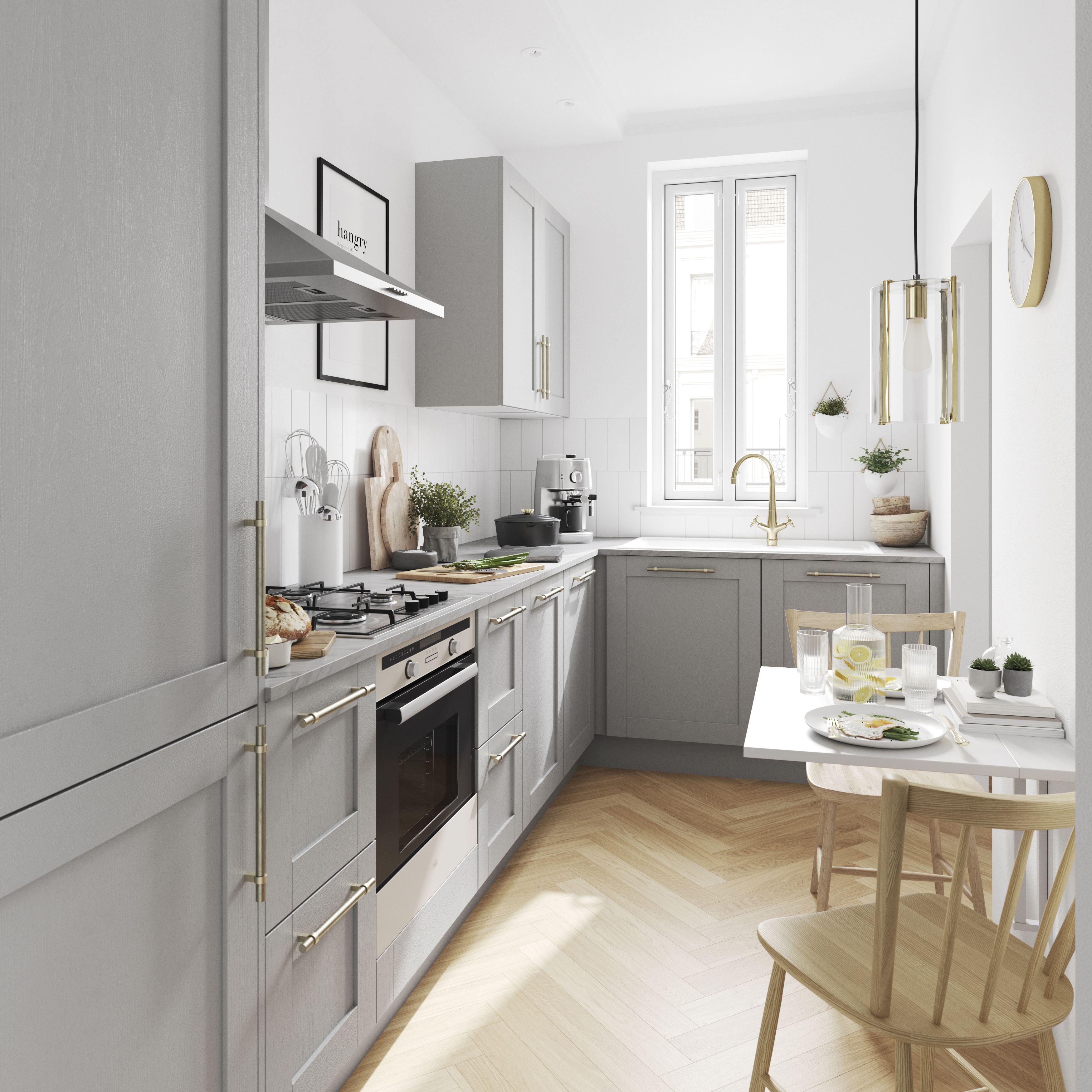 GoodHome Alpinia Matt grey painted wood effect shaker Standard Clad on end panel (H)960mm (W)360mm