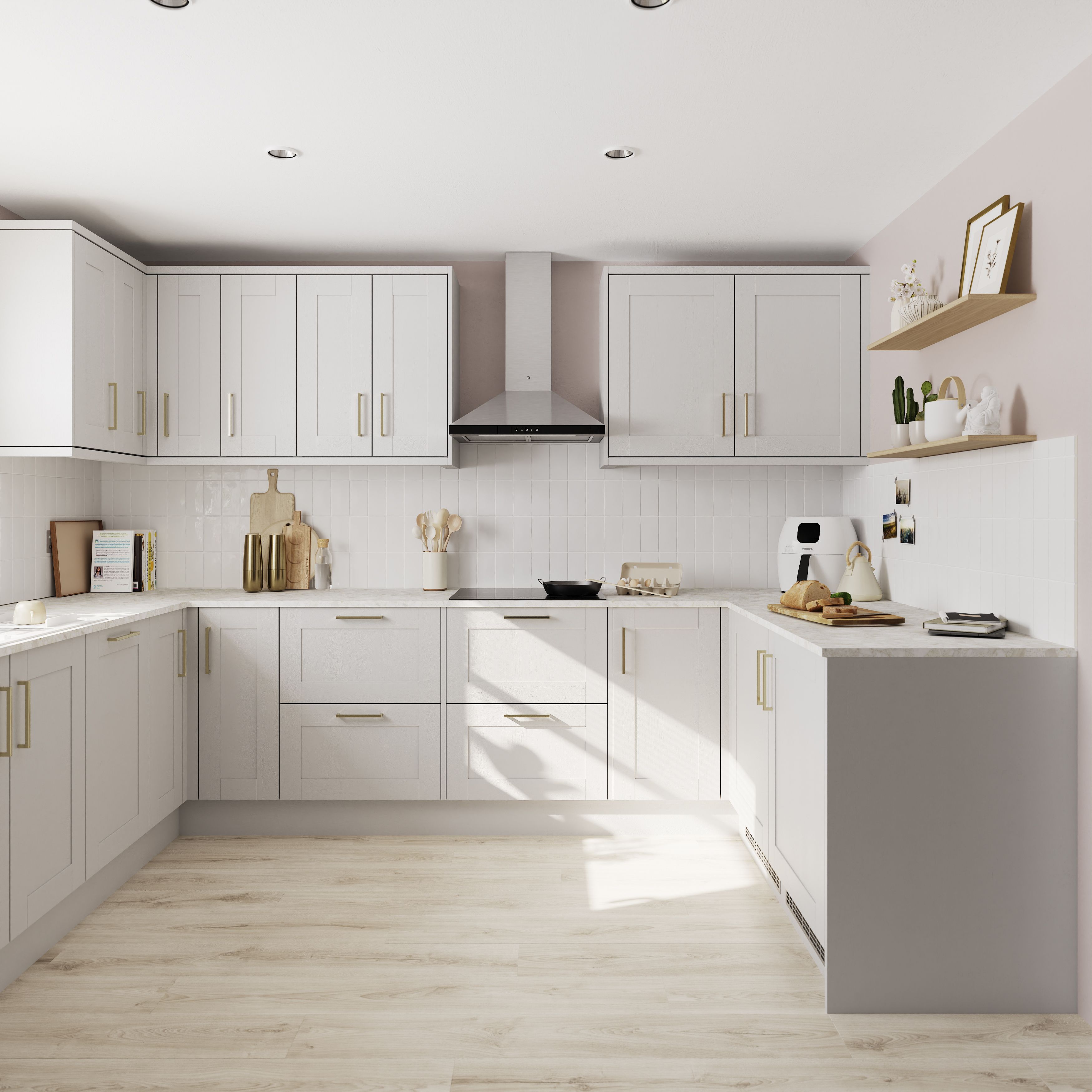 GoodHome Alpinia Matt grey painted wood effect shaker Standard Clad on end panel (H)960mm (W)360mm
