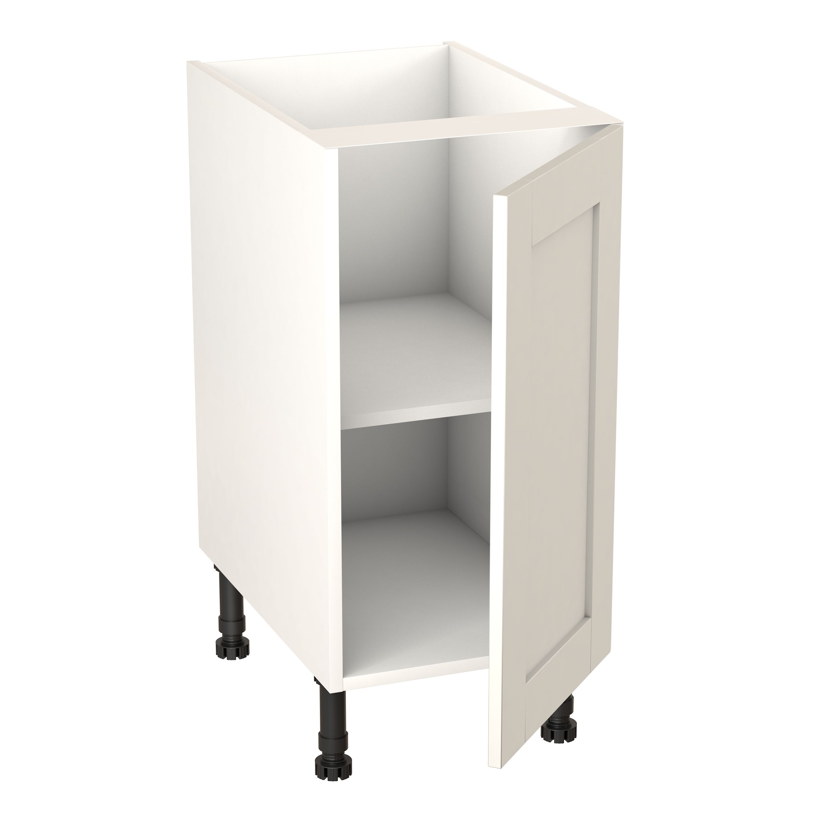 GoodHome Alpinia Matt ivory painted wood effect shaker Base Kitchen cabinet (W)400mm (H)720mm