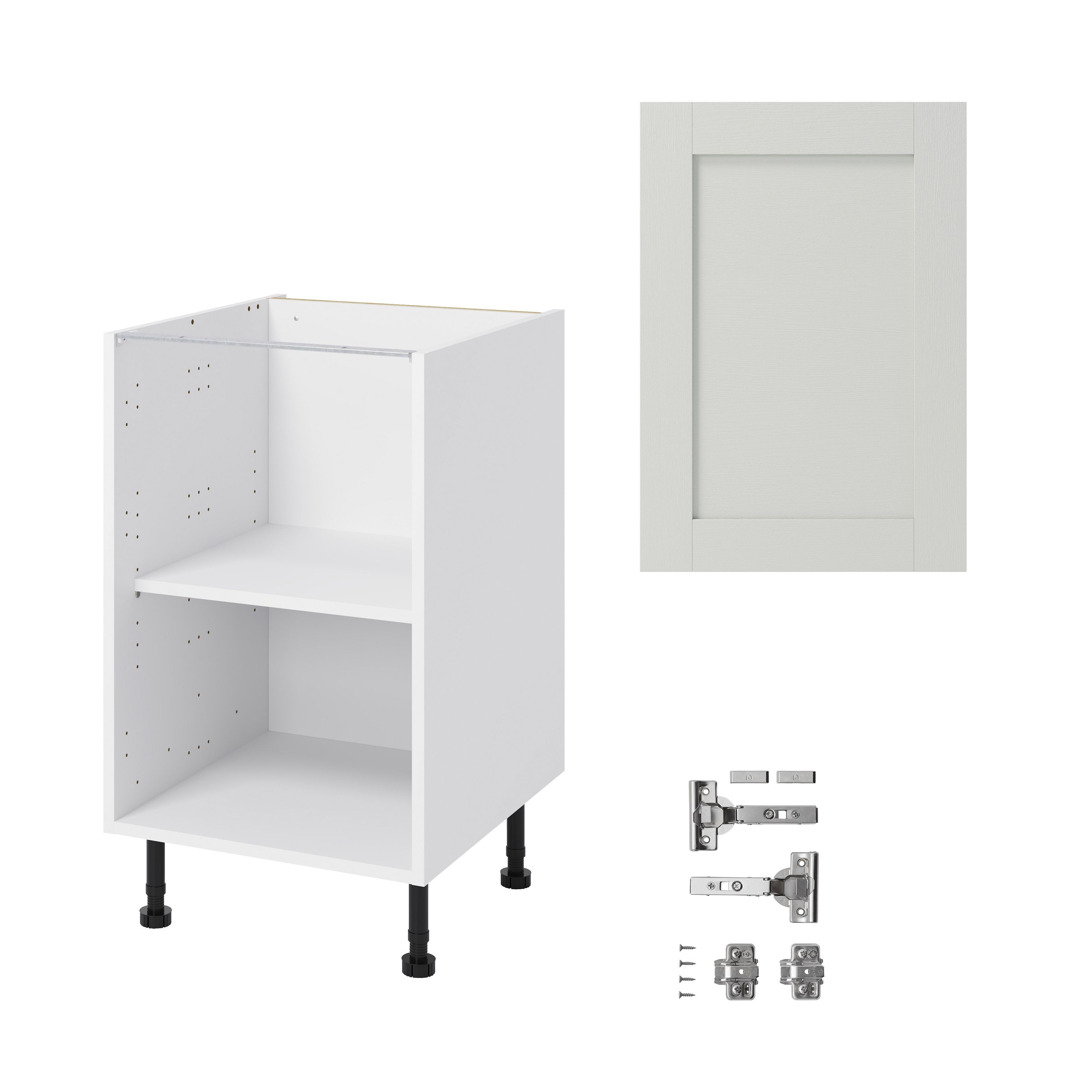 GoodHome Alpinia Matt ivory painted wood effect shaker Base Kitchen cabinet (W)500mm (H)720mm