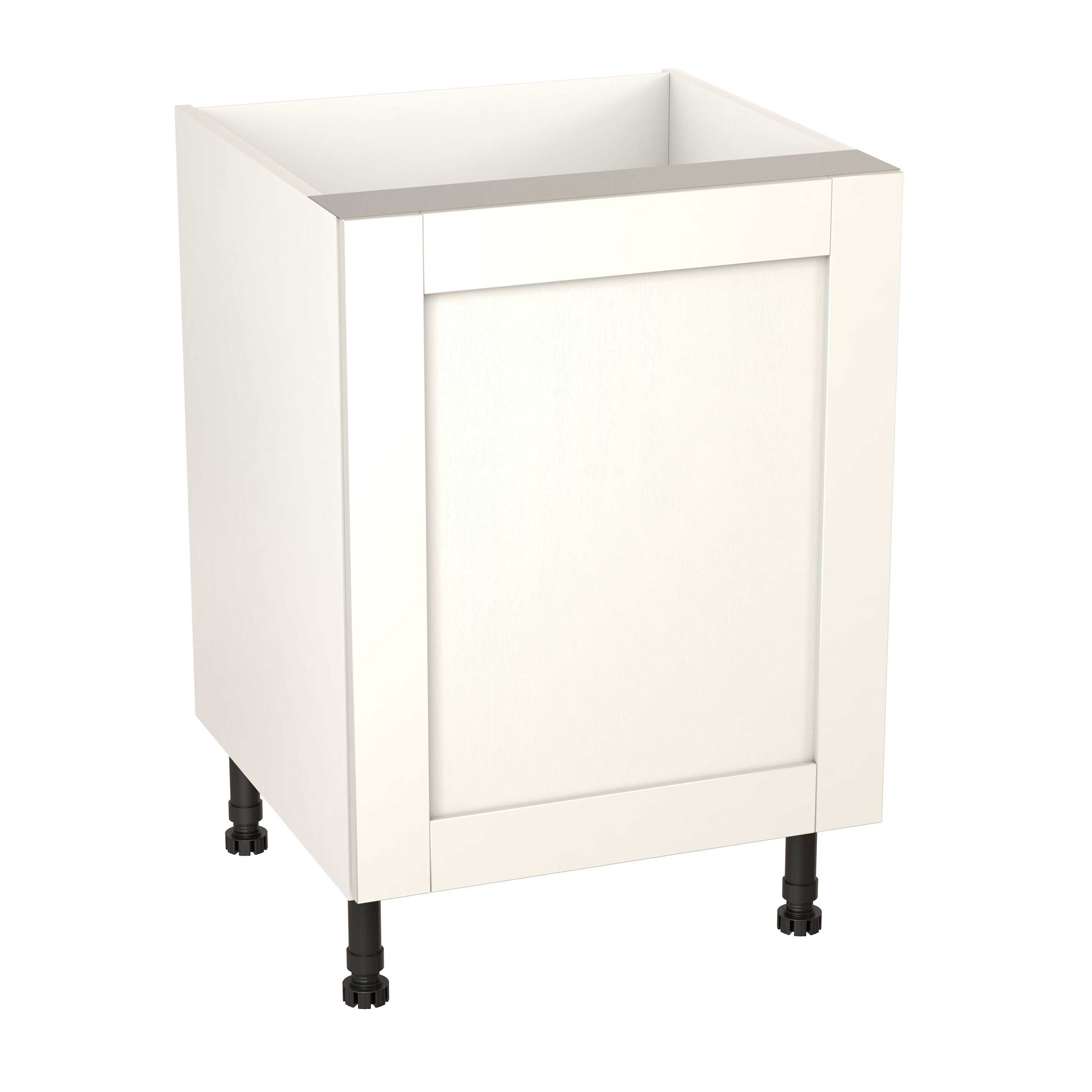 GoodHome Alpinia Matt ivory painted wood effect shaker Base Kitchen cabinet (W)600mm (H)720mm