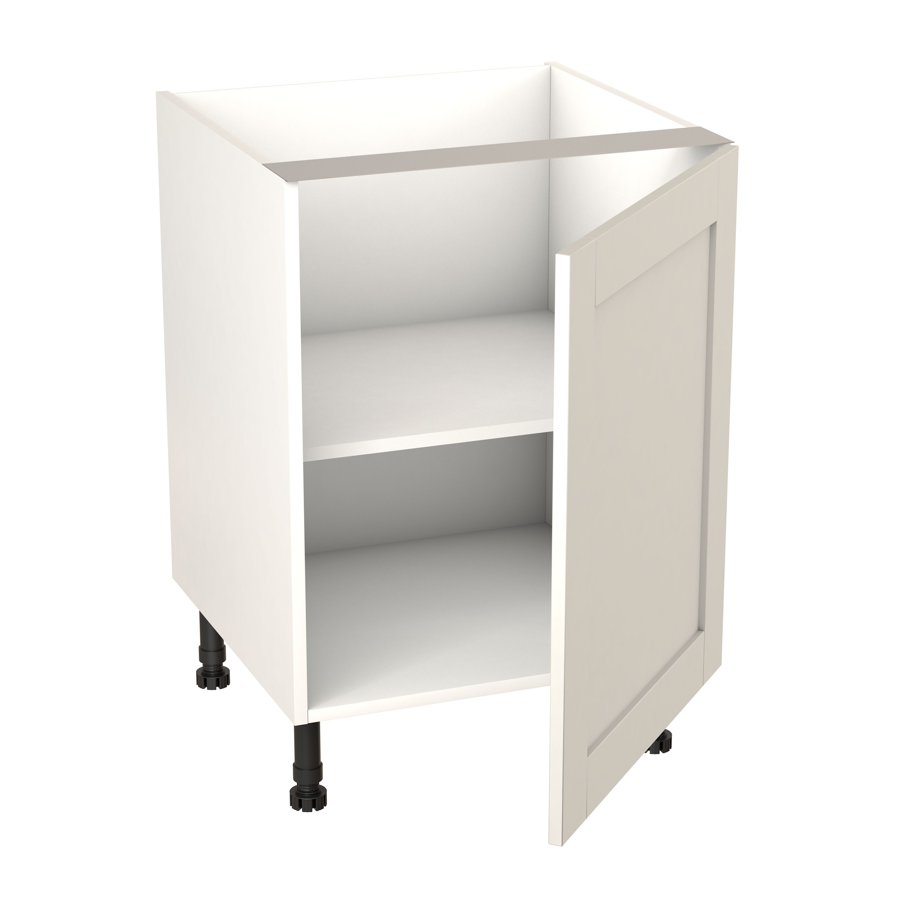 GoodHome Alpinia Matt ivory painted wood effect shaker Base Kitchen cabinet (W)600mm (H)720mm