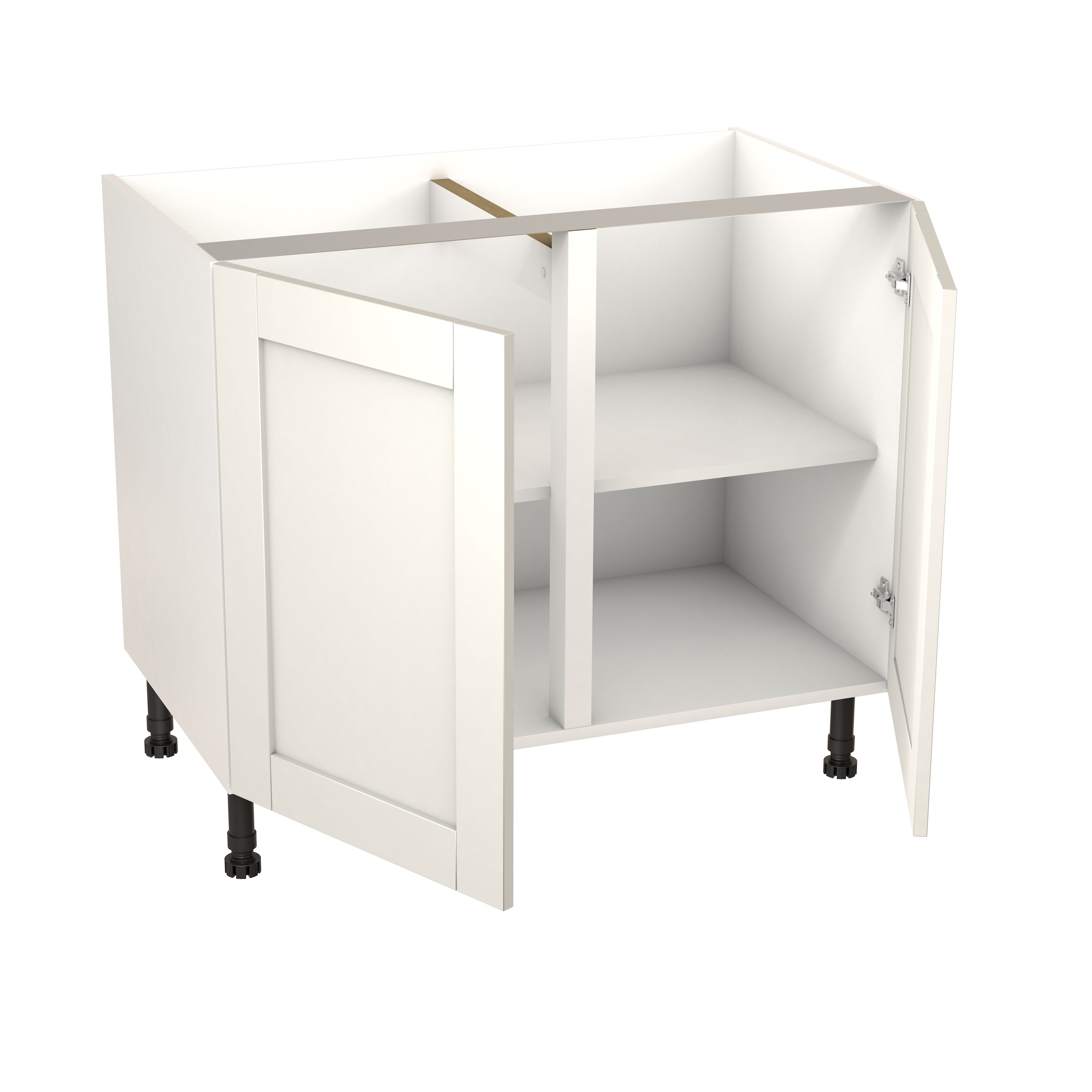 GoodHome Alpinia Matt ivory painted wood effect shaker Base Kitchen cabinet (W)800mm (H)720mm