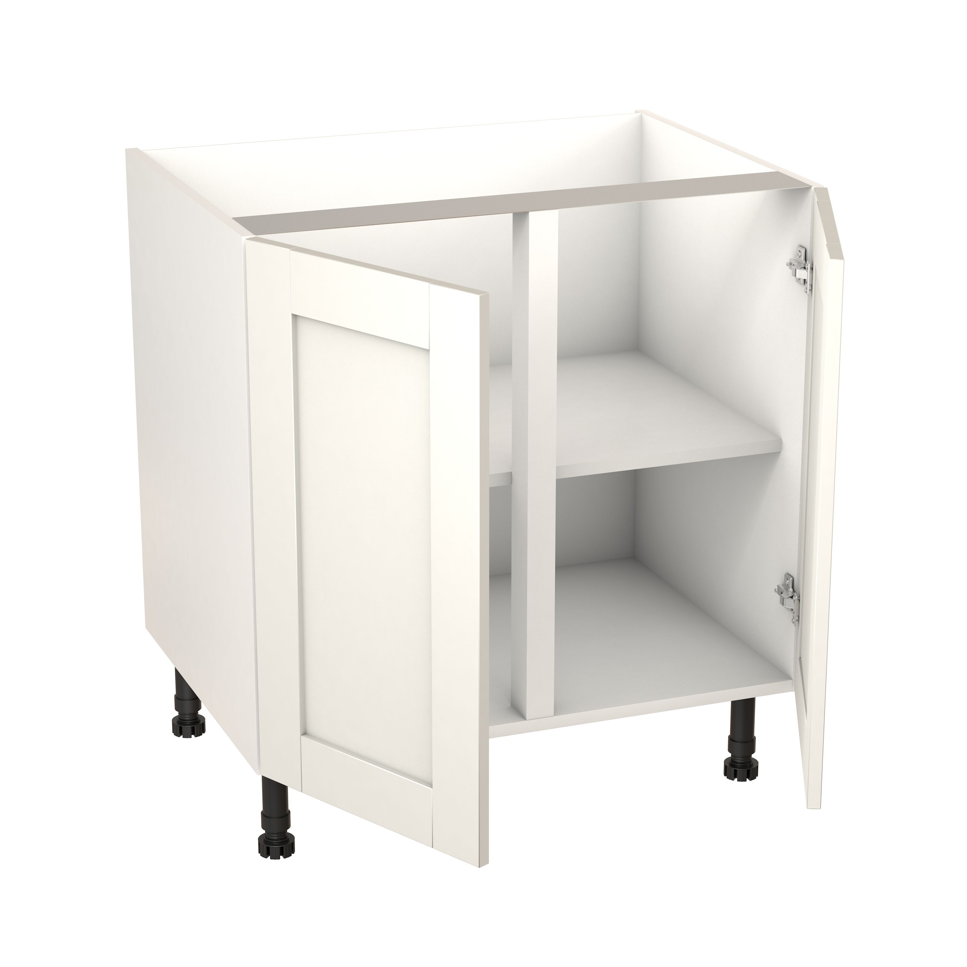 GoodHome Alpinia Matt ivory painted wood effect shaker Base Kitchen cabinet (W)800mm (H)720mm