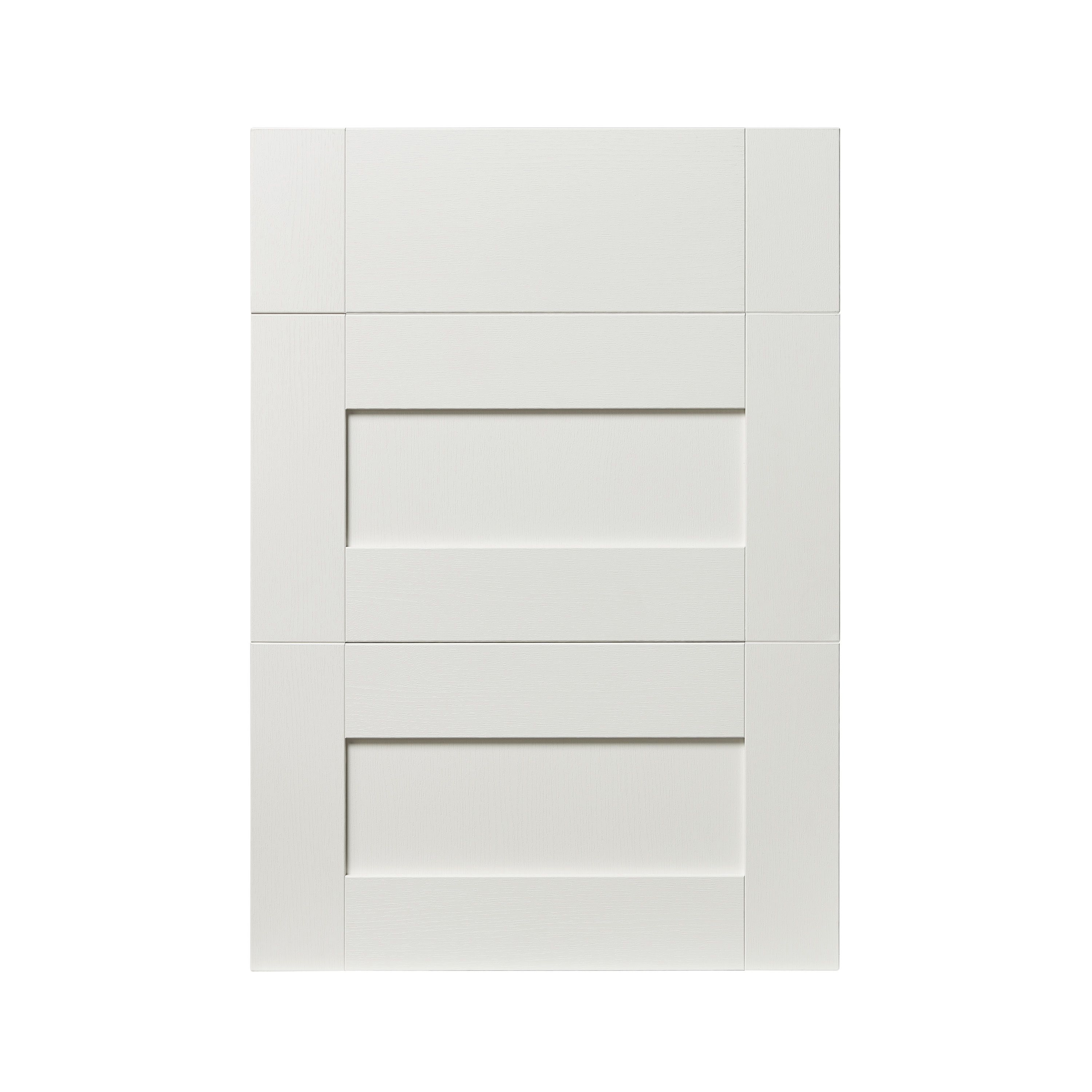 GoodHome Alpinia Matt ivory painted wood effect shaker Drawer front (W)500mm, Pack of 3