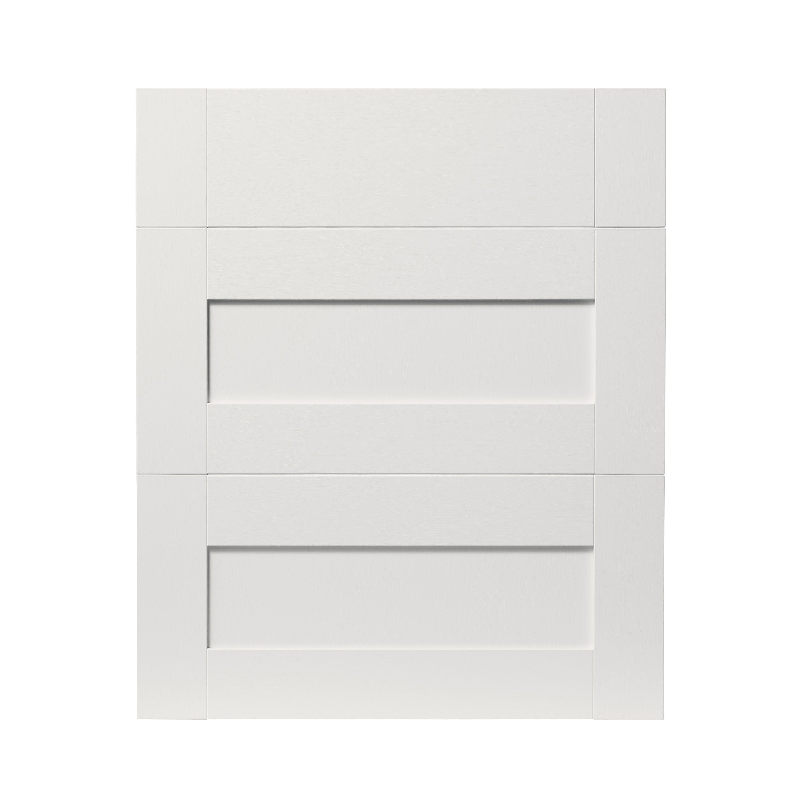 GoodHome Alpinia Matt ivory painted wood effect shaker Drawer front (W)600mm, Pack of 3