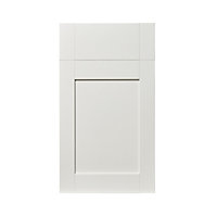 GoodHome Alpinia Matt ivory painted wood effect shaker Drawerline Cabinet door, (W)400mm (H)715mm (T)18mm