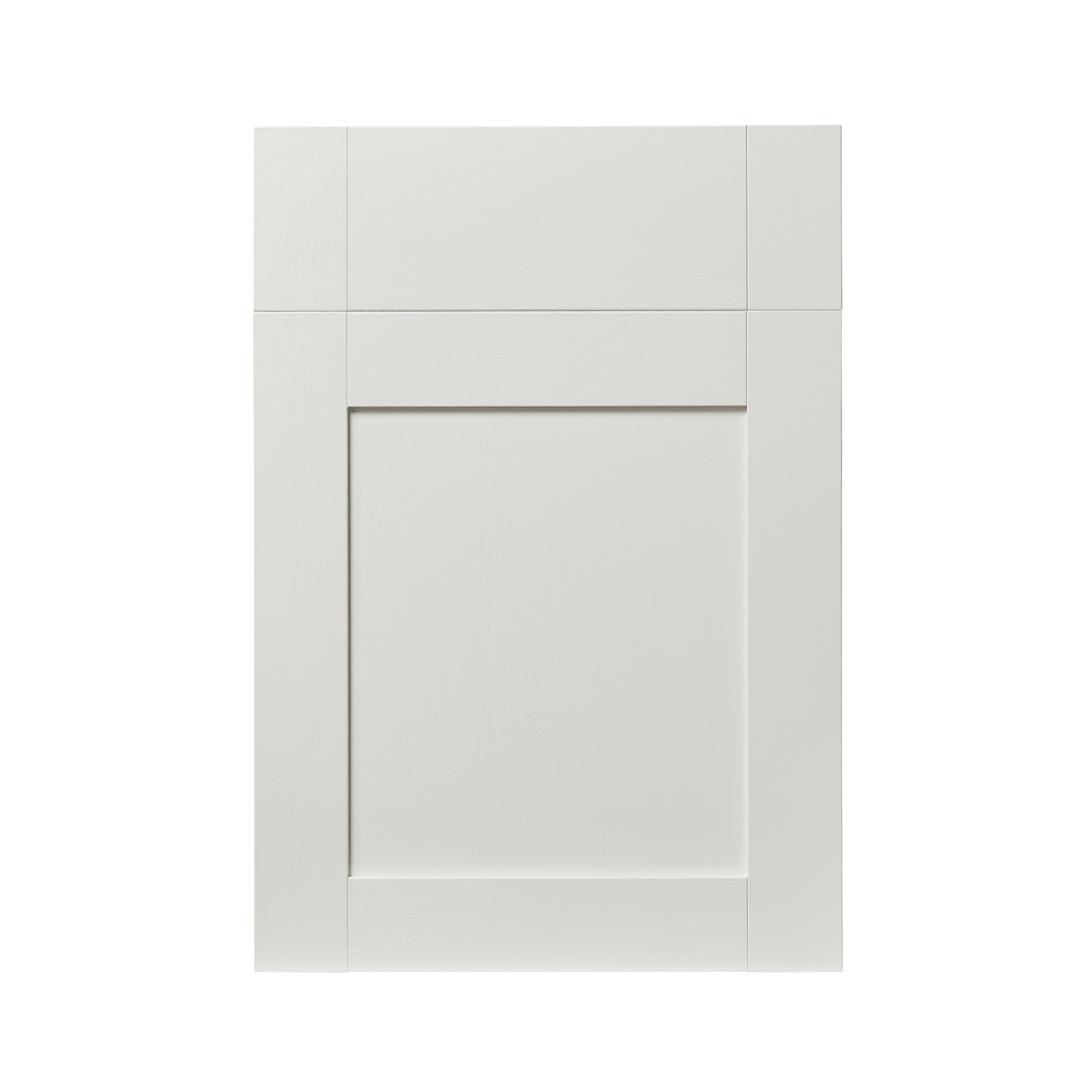 GoodHome Alpinia Matt ivory painted wood effect shaker Drawerline Cabinet door, (W)500mm (H)715mm (T)18mm
