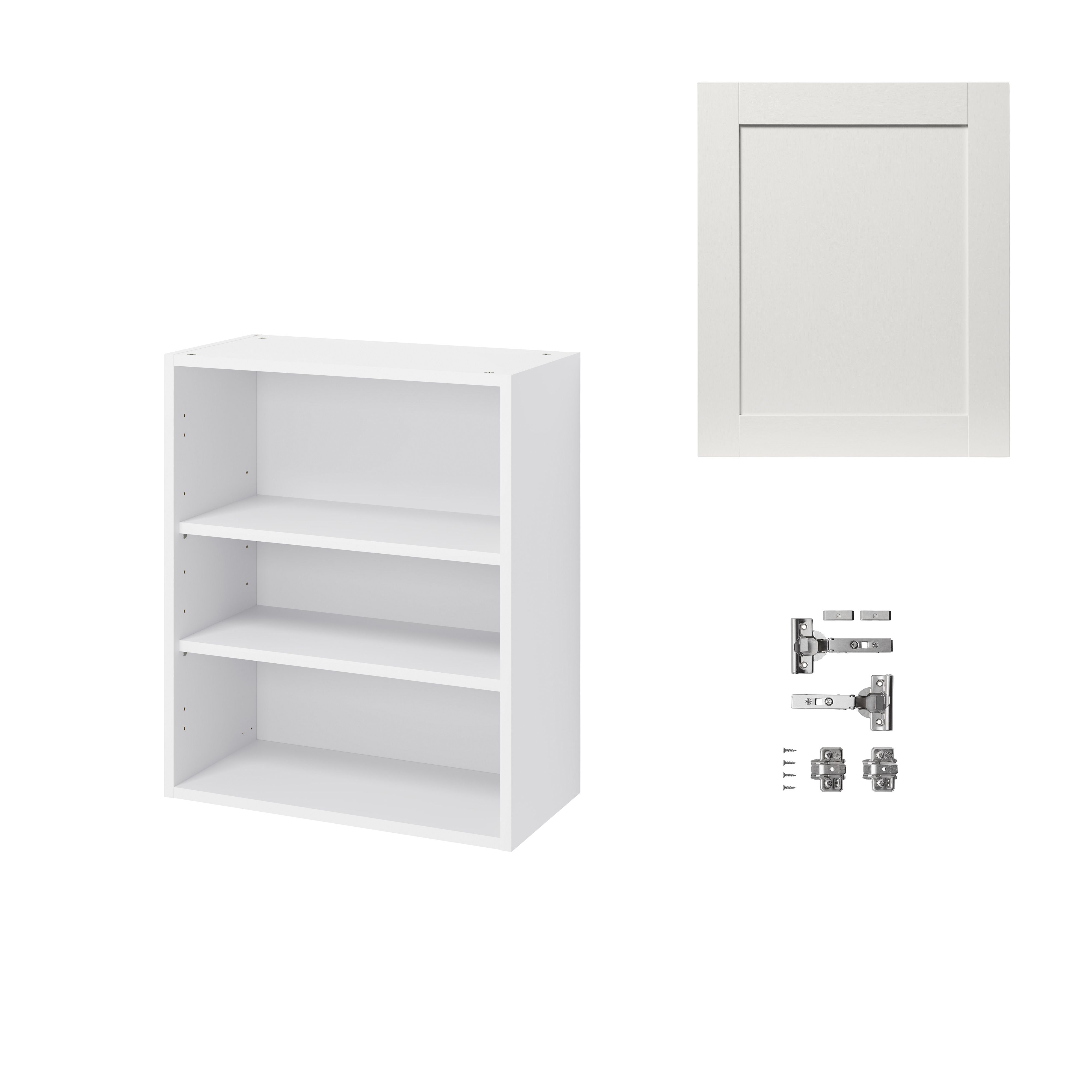 GoodHome Alpinia Matt ivory painted wood effect shaker Wall Kitchen cabinet (W)600mm (H)720mm