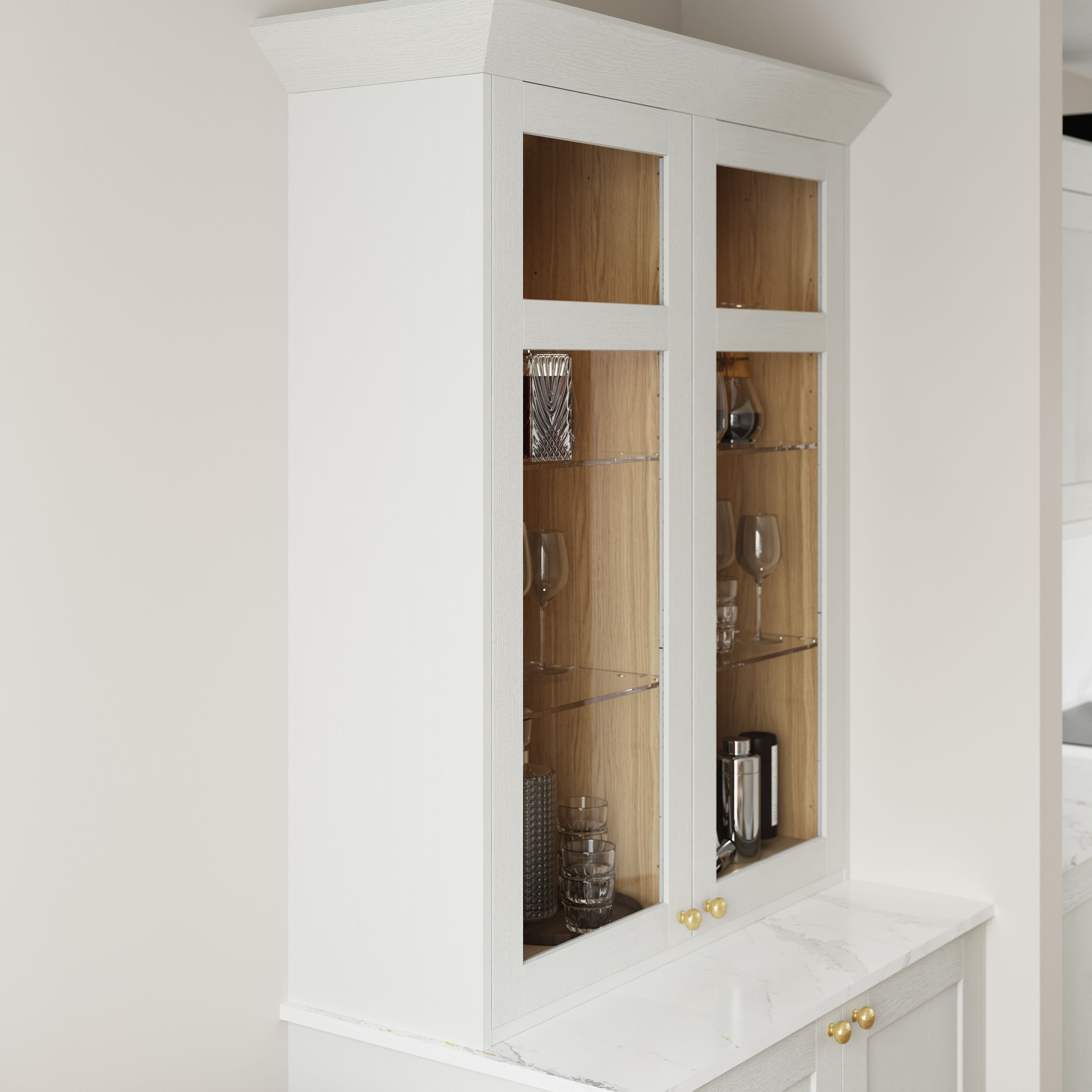 GoodHome Alpinia Matt ivory painted wood effect Tall Clad on panel (H)1500mm (W)350mm