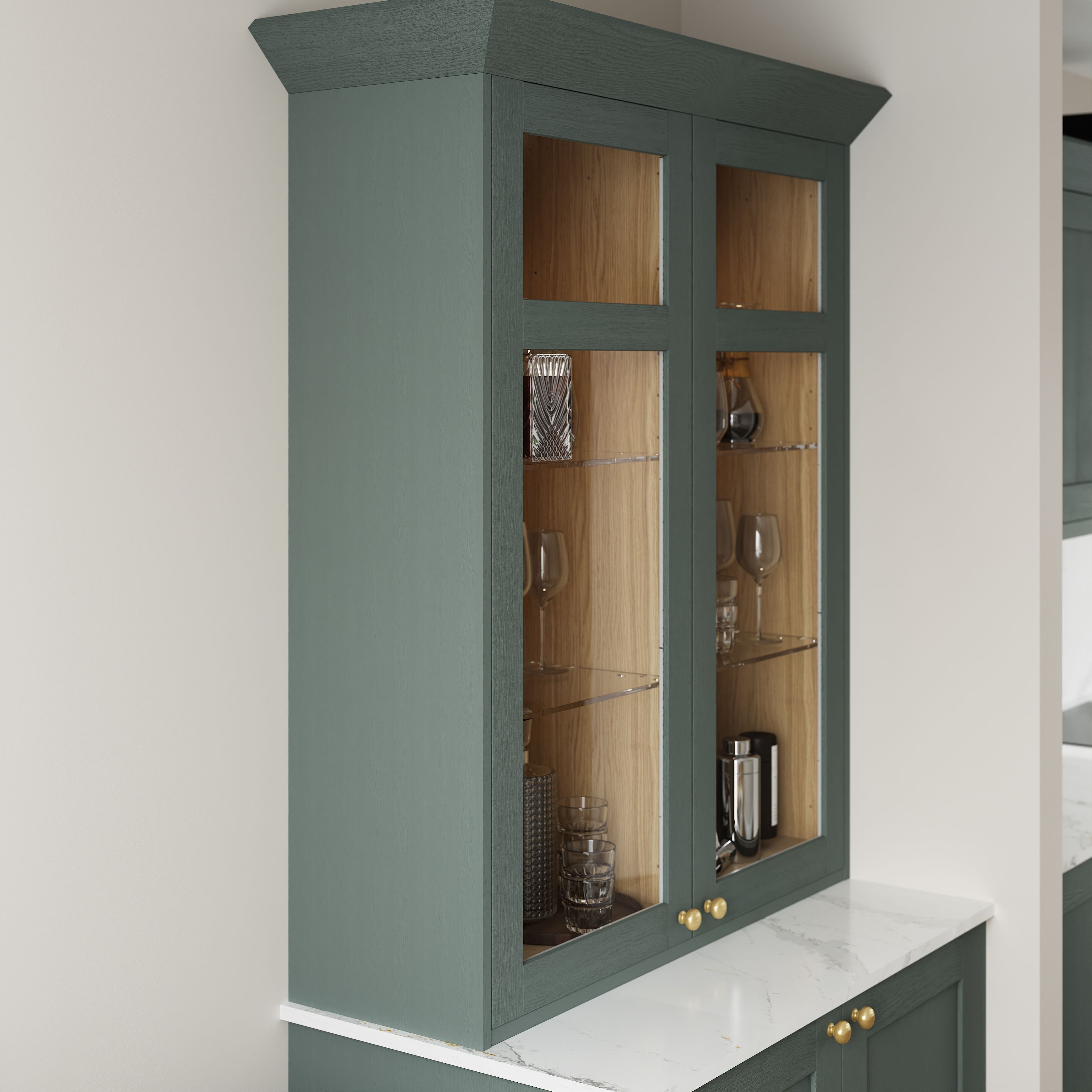 GoodHome Alpinia Matt reed green painted wood effect Tall Clad on panel (H)1500mm (W)350mm