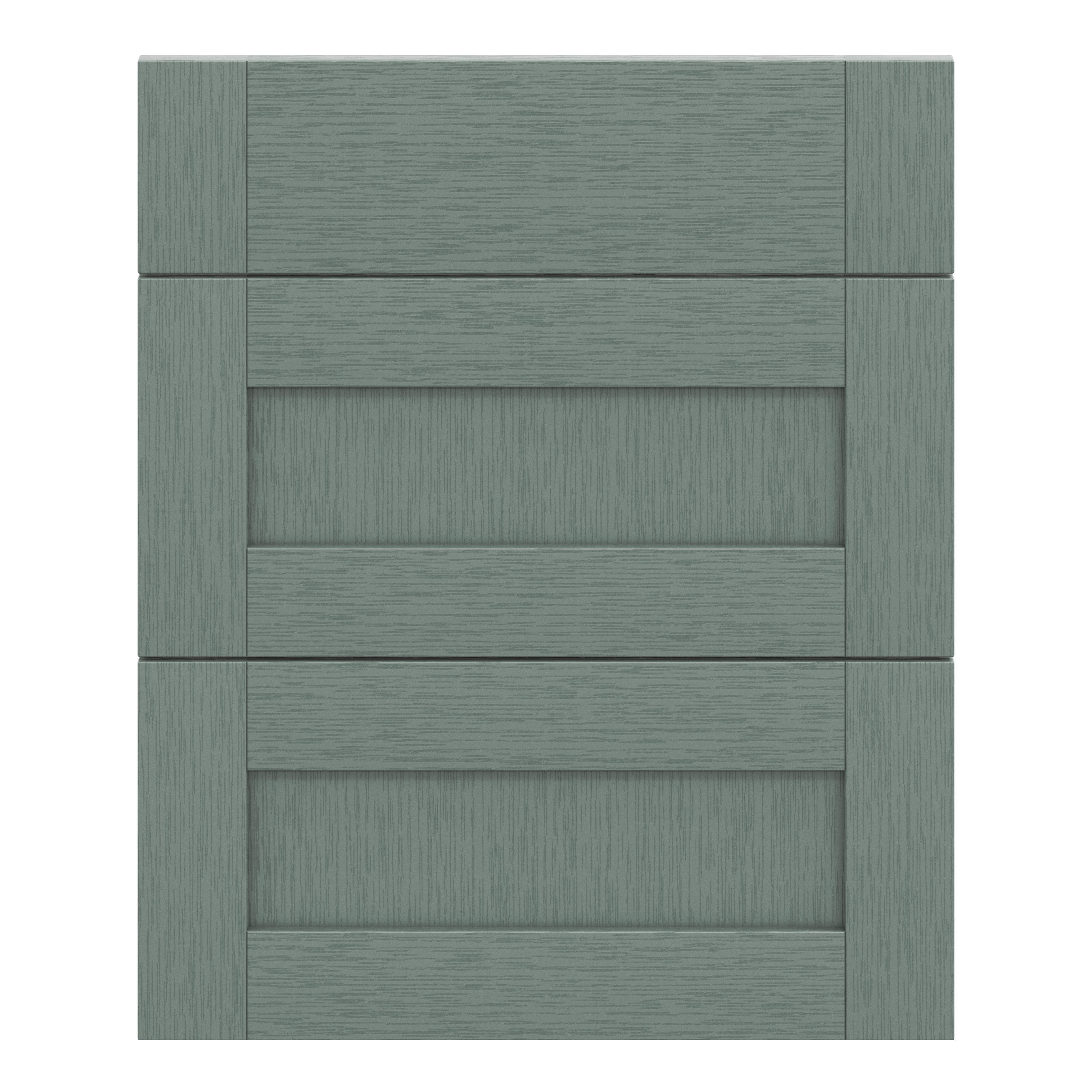 GoodHome Alpinia Matt reed green wood effect 3 drawer front, Pack of 3 (H)715mm (W)597mm (T)18mm