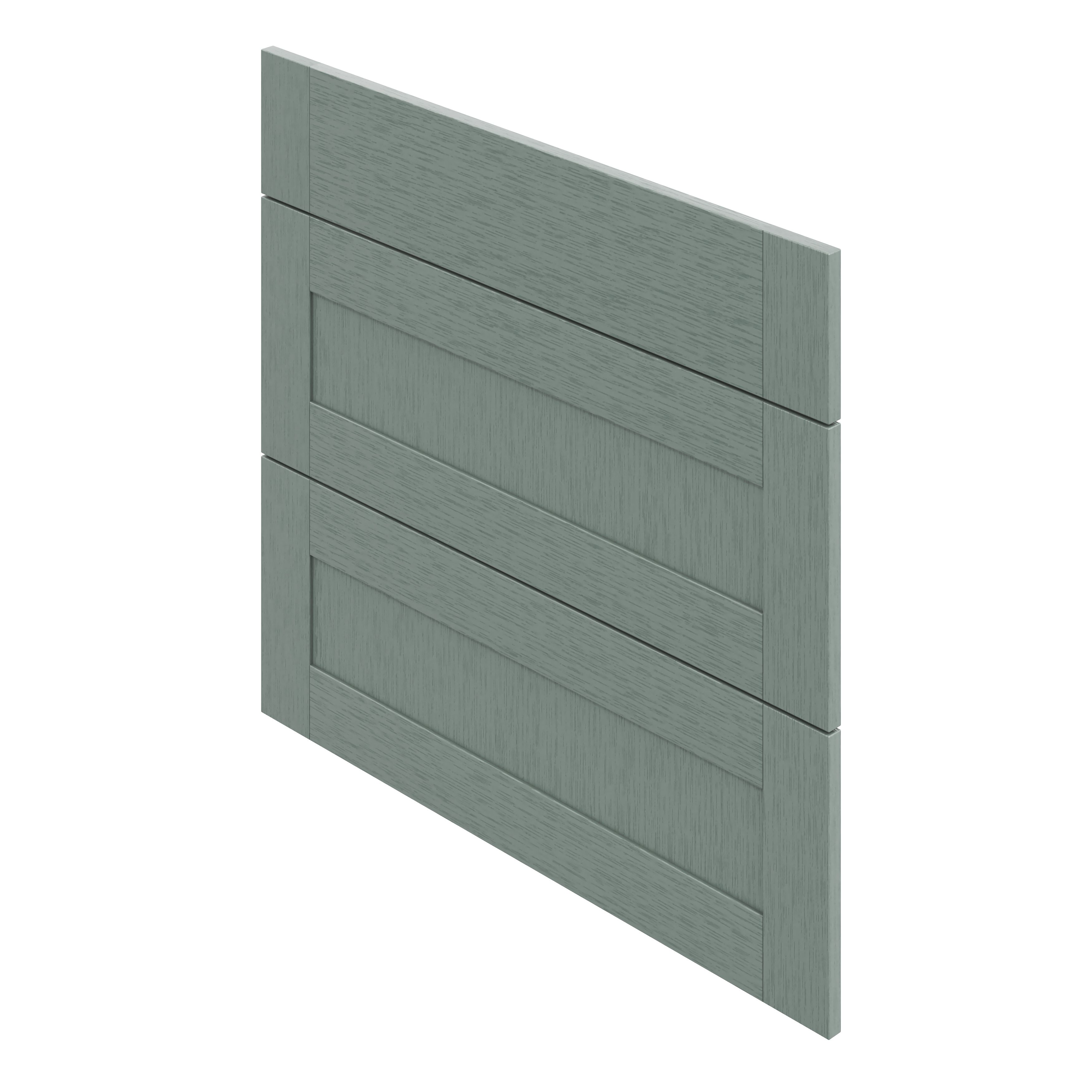 GoodHome Alpinia Matt reed green wood effect 3 drawer front, Pack of 3 (H)715mm (W)797mm (T)18mm
