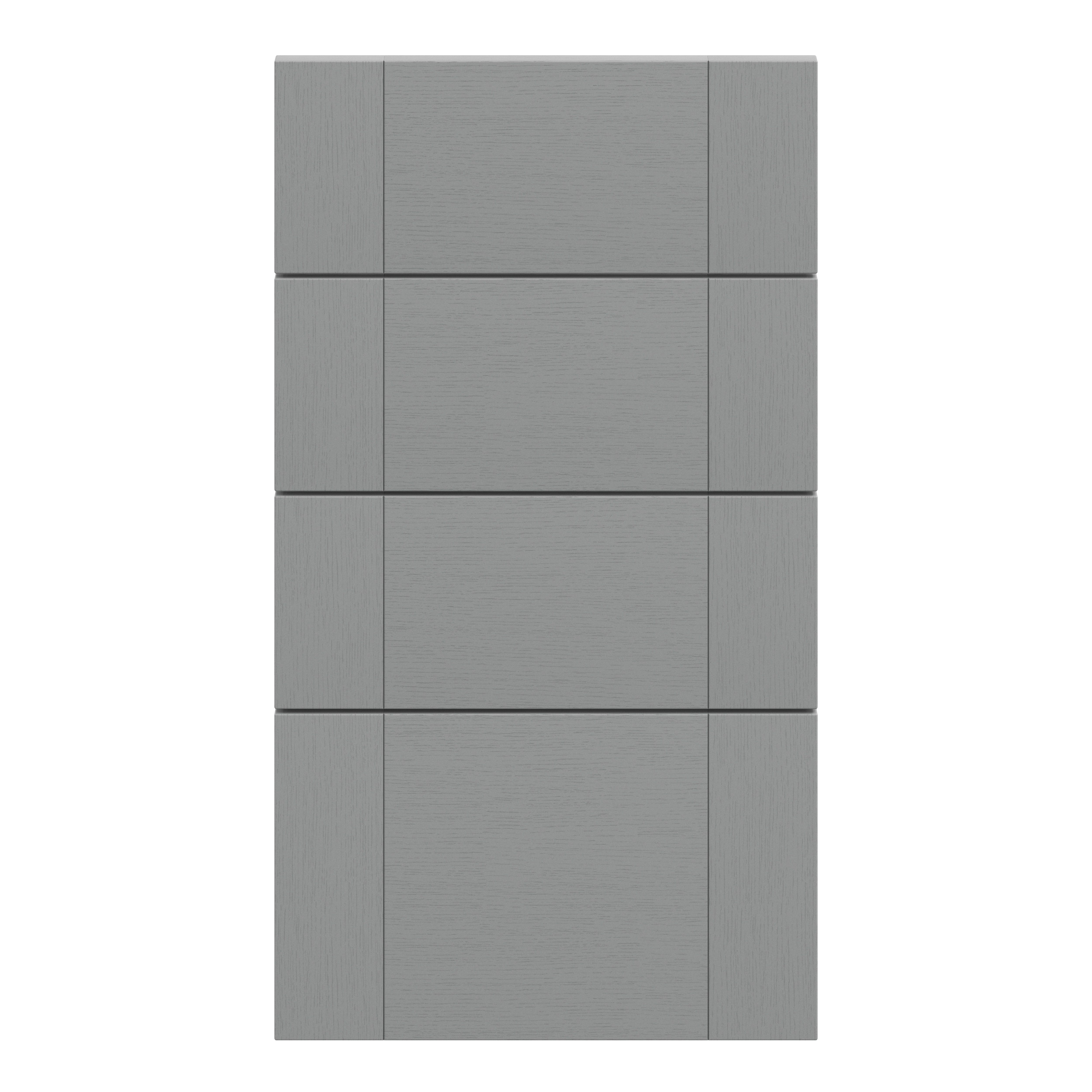 GoodHome Alpinia Matt Slate Grey Painted Wood Effect Shaker Drawer front (W)400mm, Pack of 4