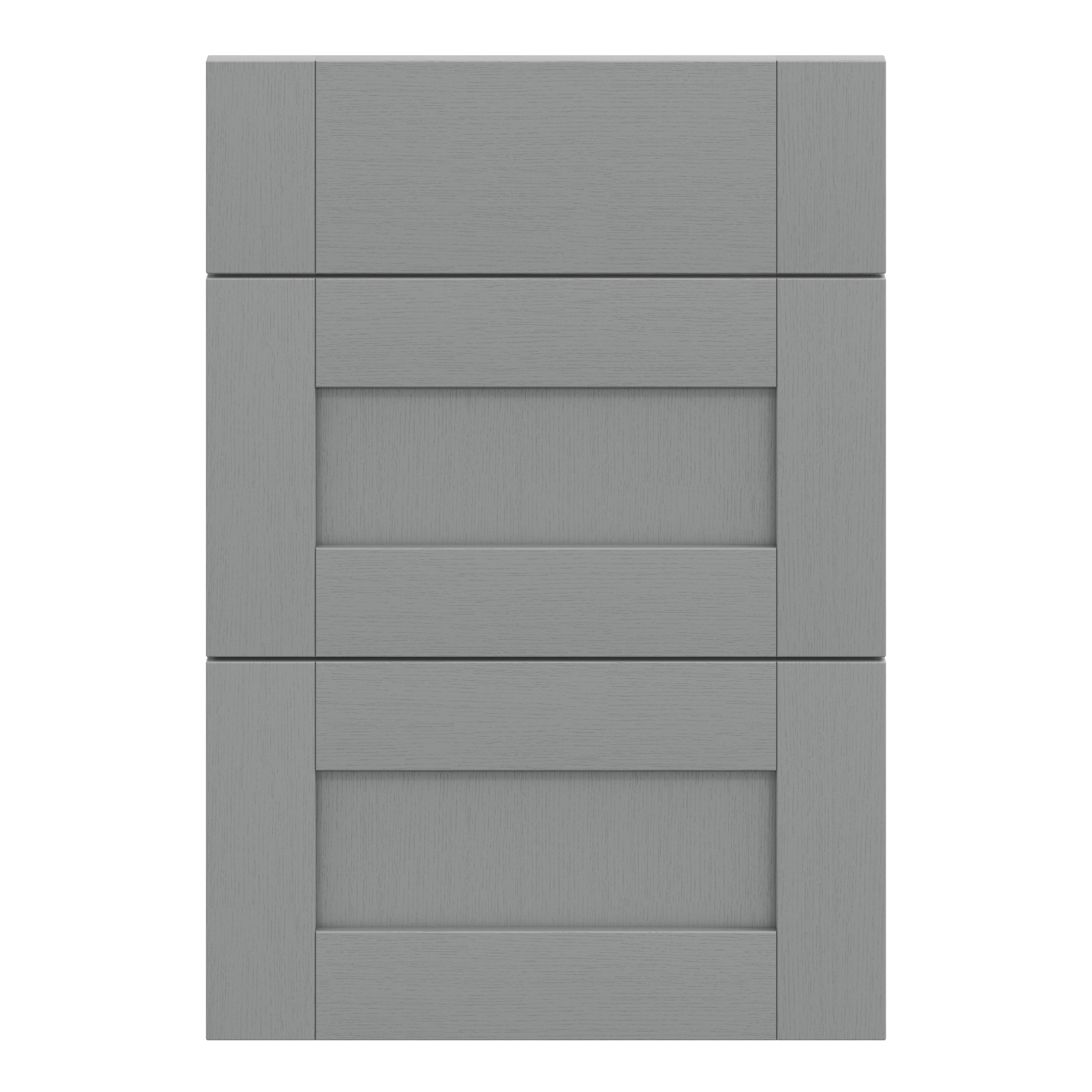 GoodHome Alpinia Matt Slate Grey Painted Wood Effect Shaker Drawer front (W)500mm, Pack of 3