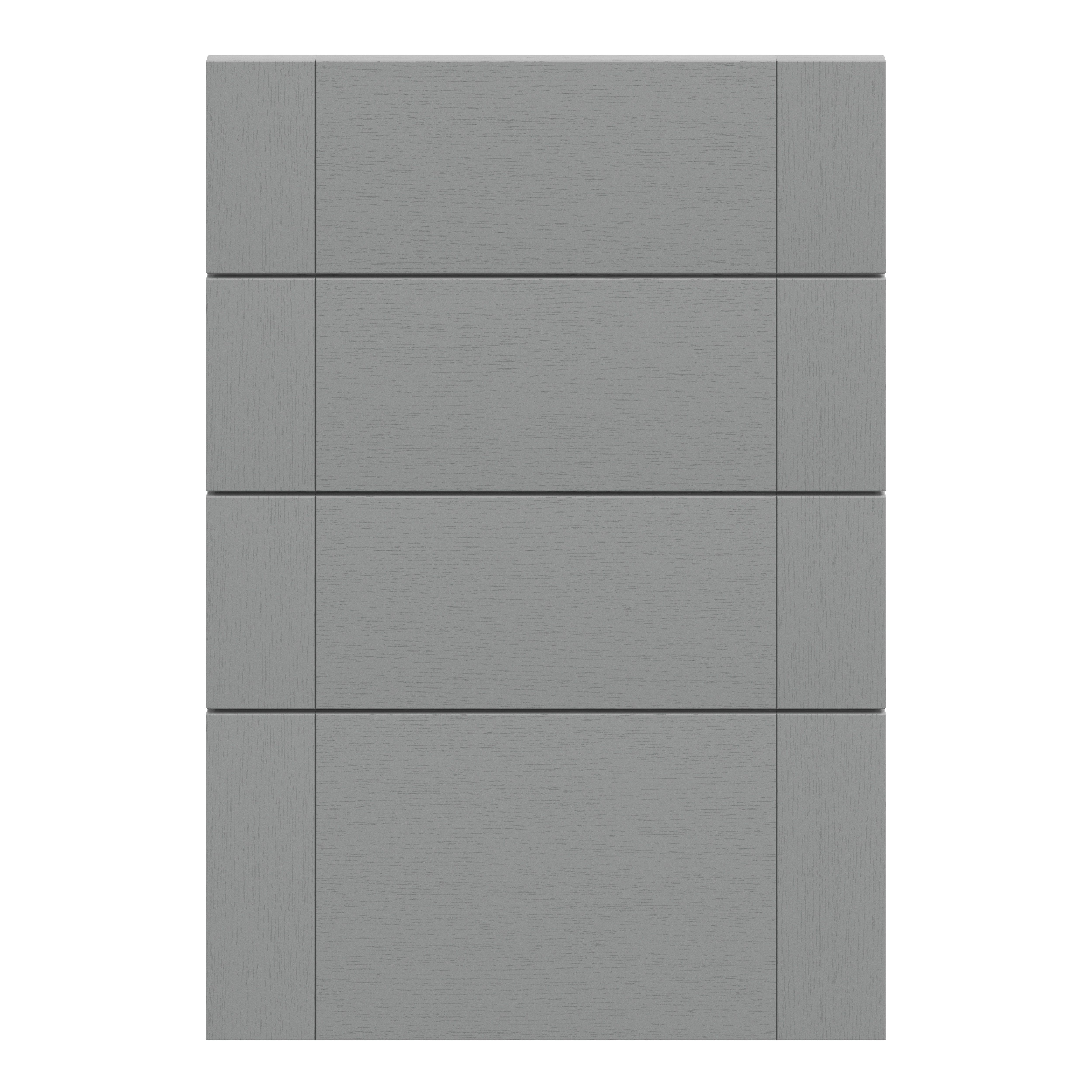 GoodHome Alpinia Matt Slate Grey Painted Wood Effect Shaker Drawer front (W)500mm, Pack of 4