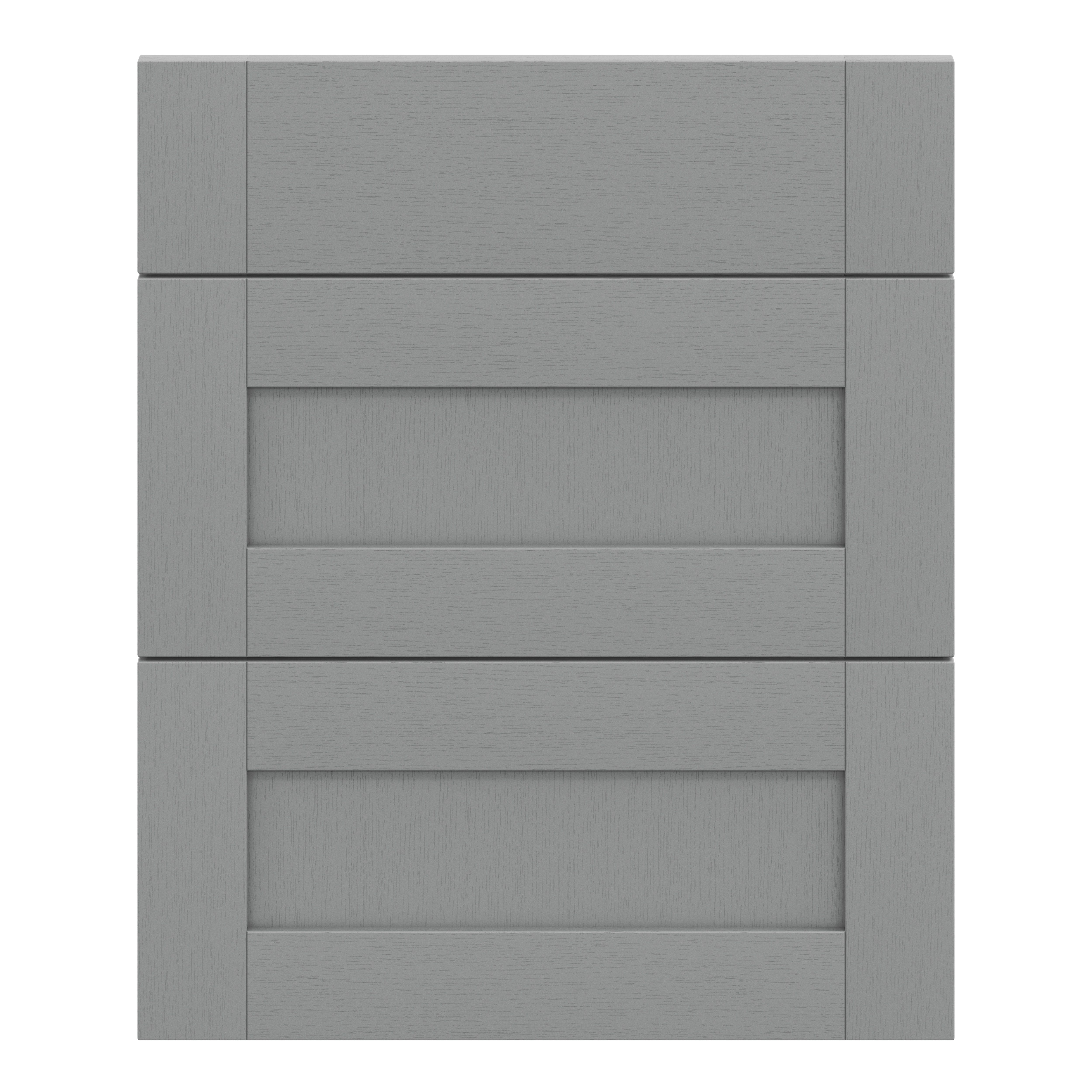 GoodHome Alpinia Matt Slate Grey Painted Wood Effect Shaker Drawer front (W)600mm, Pack of 3