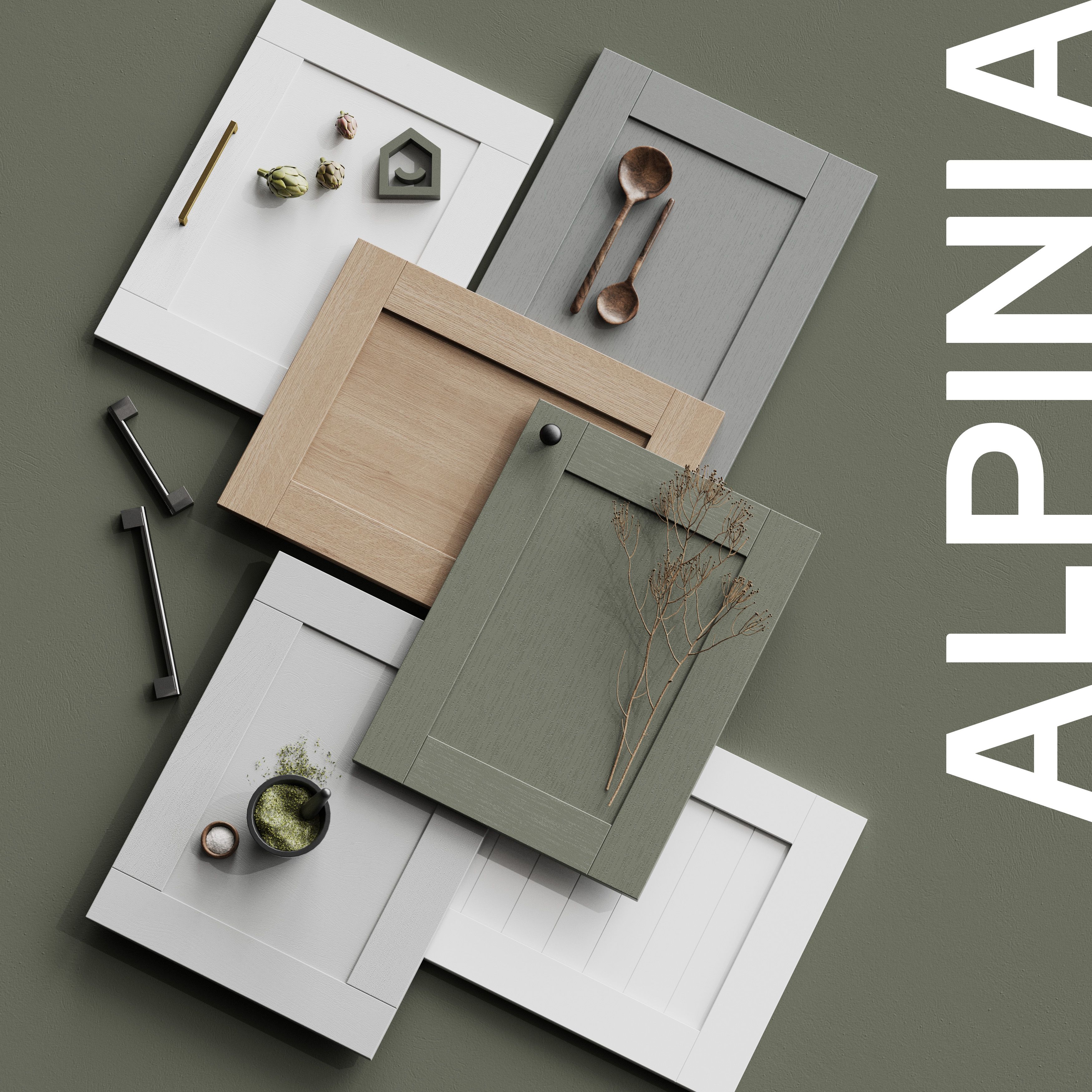 GoodHome Alpinia Matt Slate Grey Painted Wood Effect Shaker Drawer front (W)800mm, Pack of 3