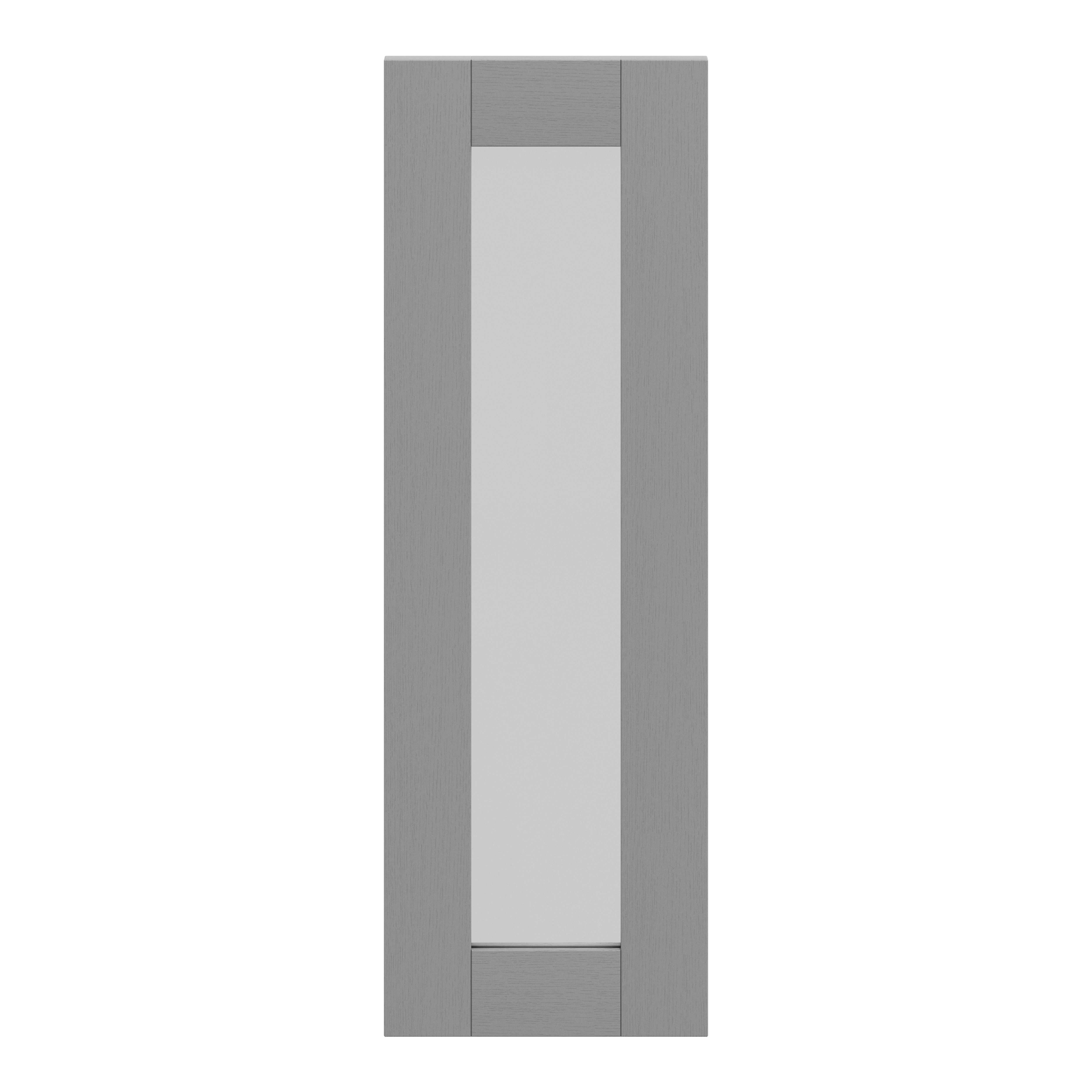GoodHome Alpinia Matt Slate Grey Painted Wood Effect Shaker Tall glazed Cabinet door (W)300mm (H)895mm (T)18mm