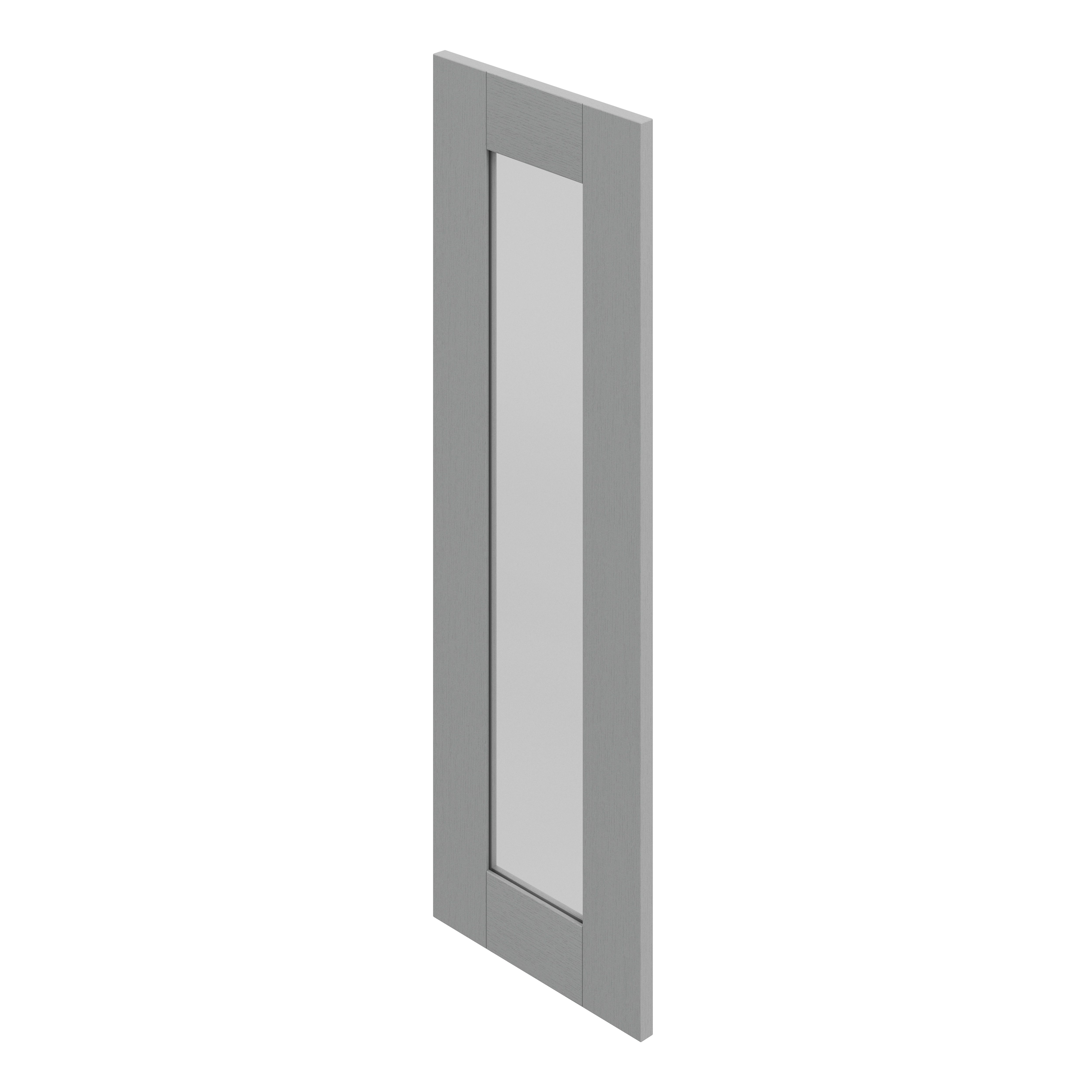 GoodHome Alpinia Matt Slate Grey Painted Wood Effect Shaker Tall glazed Cabinet door (W)300mm (H)895mm (T)18mm