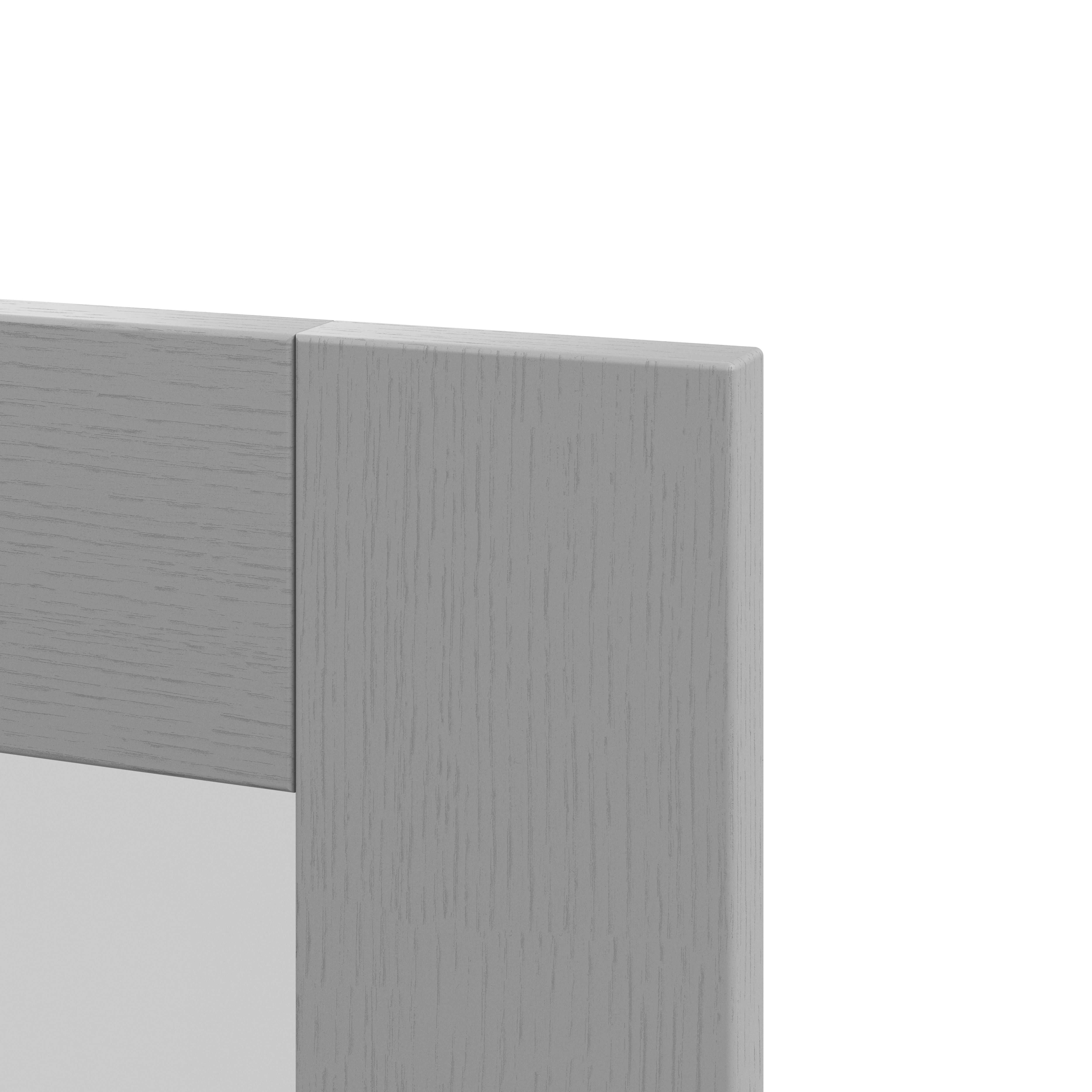 GoodHome Alpinia Matt Slate Grey Painted Wood Effect Shaker Tall glazed Cabinet door (W)300mm (H)895mm (T)18mm