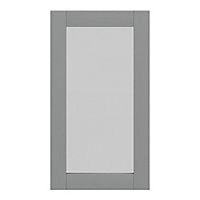 GoodHome Alpinia Matt Slate Grey Painted Wood Effect Shaker Tall glazed Cabinet door (W)500mm (H)895mm (T)18mm
