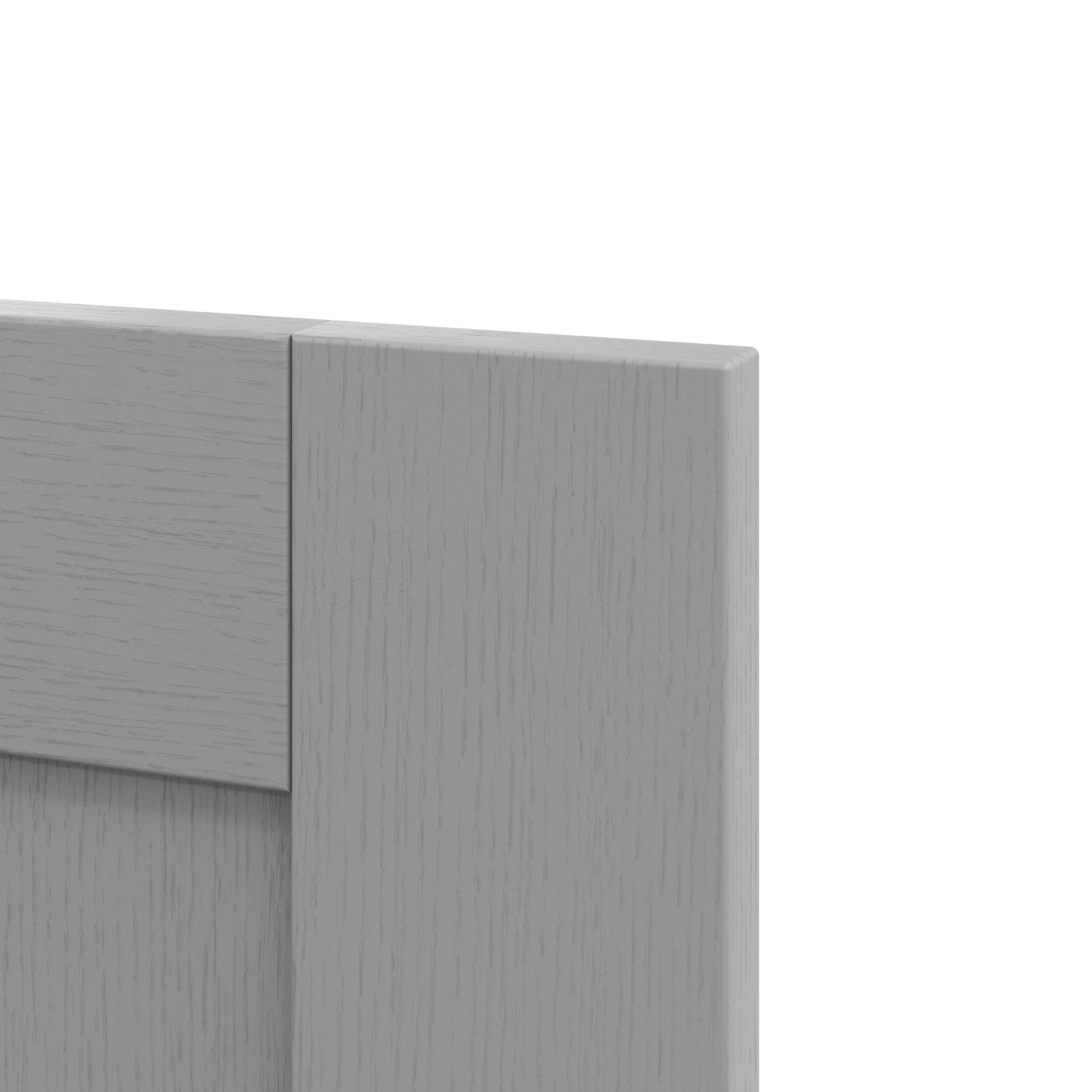 GoodHome Alpinia Matt Slate Grey Painted Wood Effect Shaker Tall wall Cabinet door (W)600mm (H)895mm (T)18mm