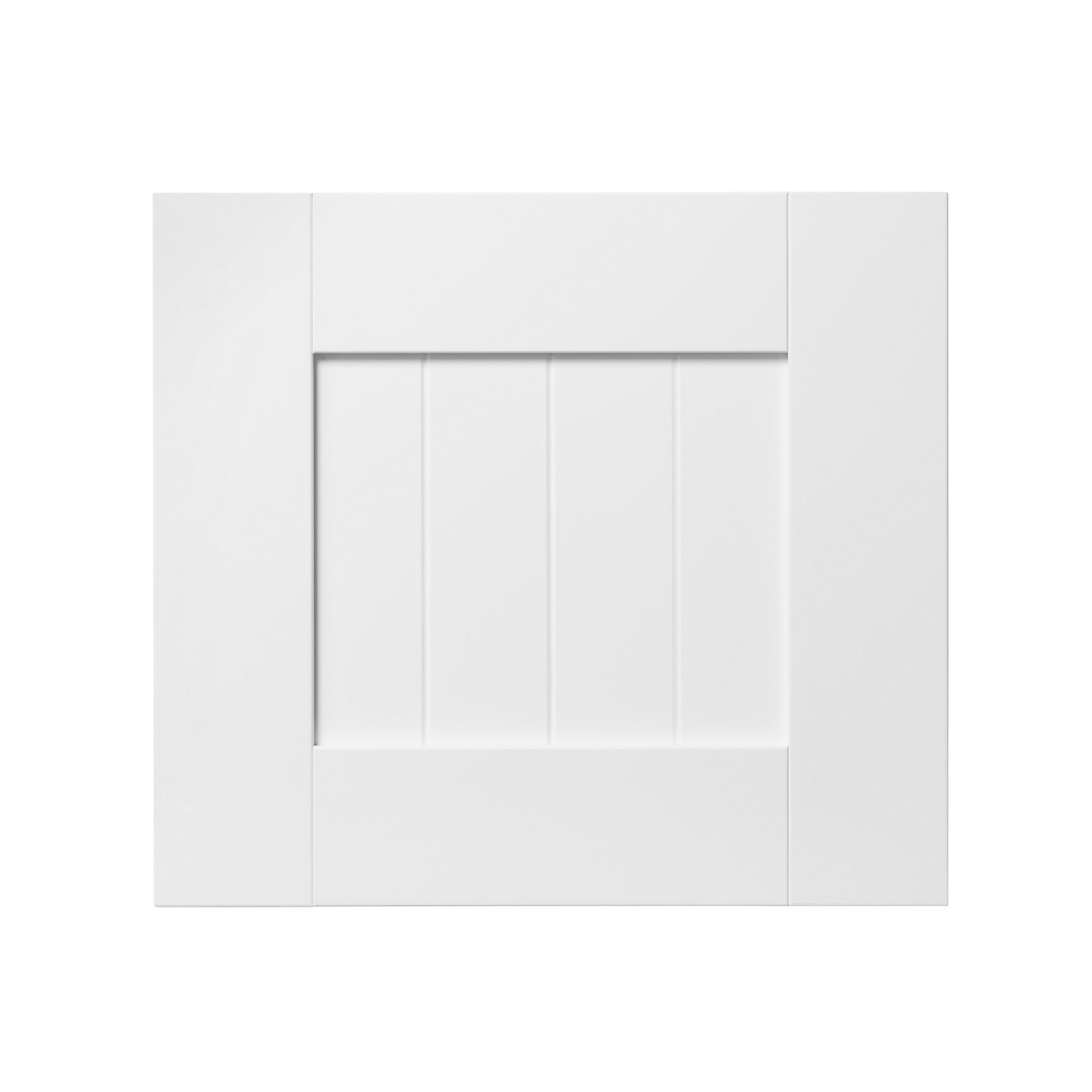 GoodHome Alpinia Matt white tongue & groove shaker Drawer front, bridging door & bi fold door, (W)400mm (H)356mm (T)18mm
