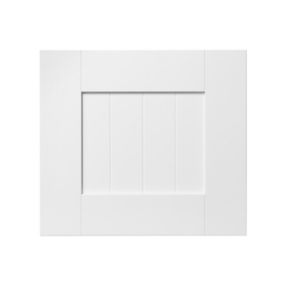 GoodHome Alpinia Matt white tongue & groove shaker Drawer front, bridging door & bi fold door, (W)400mm (H)356mm (T)18mm