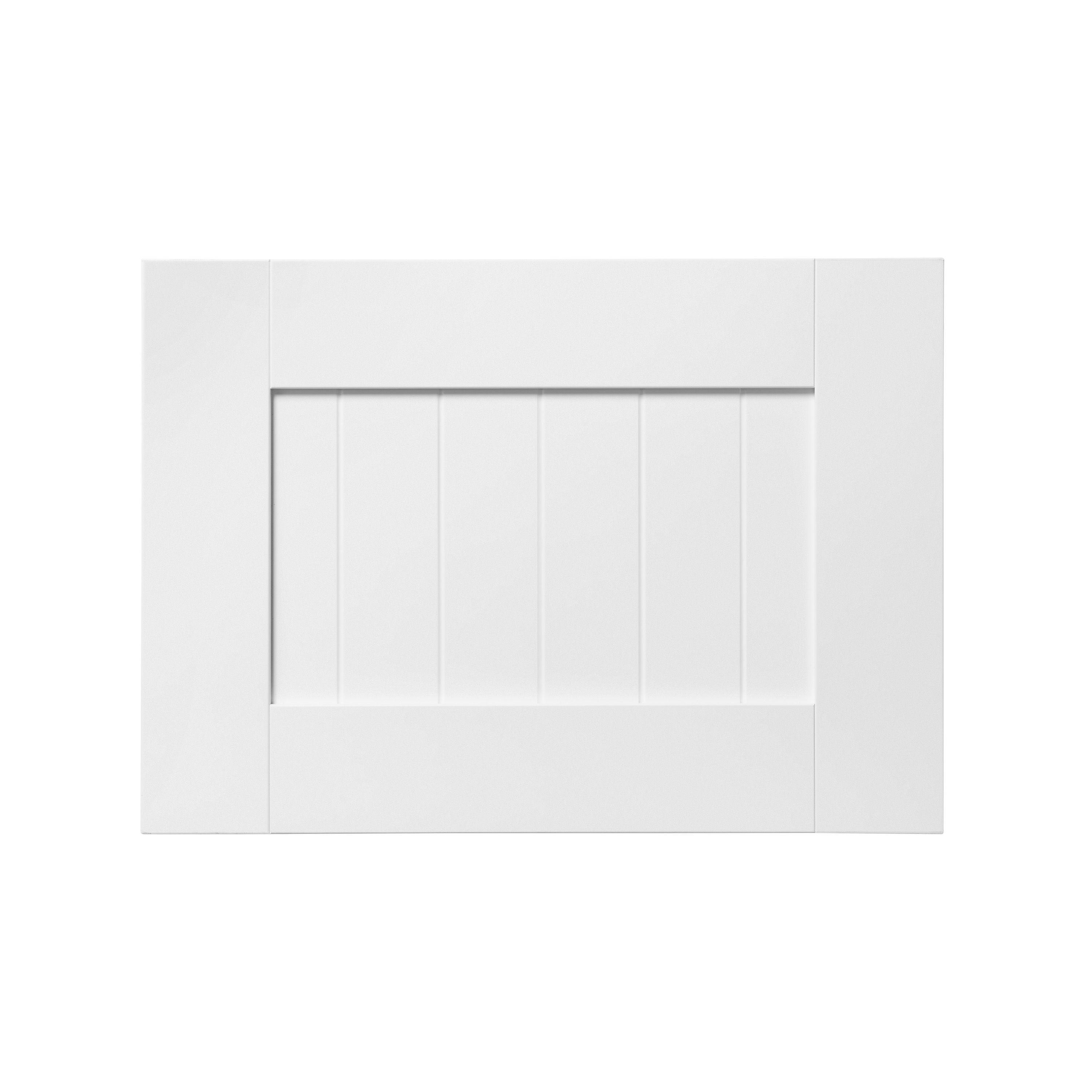 GoodHome Alpinia Matt white tongue & groove shaker Drawer front, bridging door & bi fold door, (W)500mm (H)356mm (T)18mm