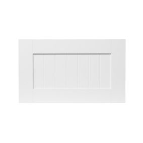 GoodHome Alpinia Matt white tongue & groove shaker Drawer front, bridging door & bi fold door, (W)600mm (H)356mm (T)18mm