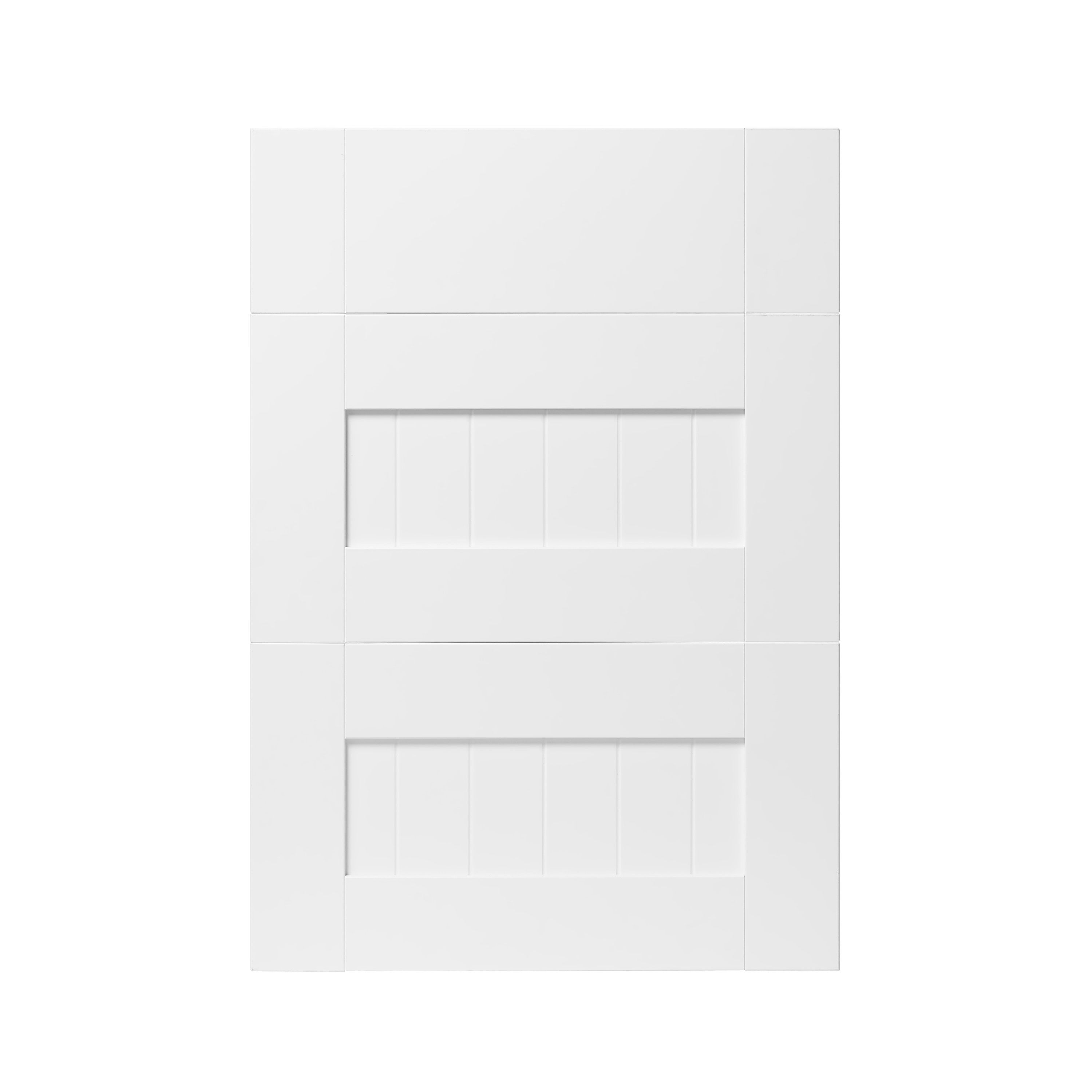 GoodHome Alpinia Matt white tongue & groove shaker Drawer front (W)500mm, Pack of 3