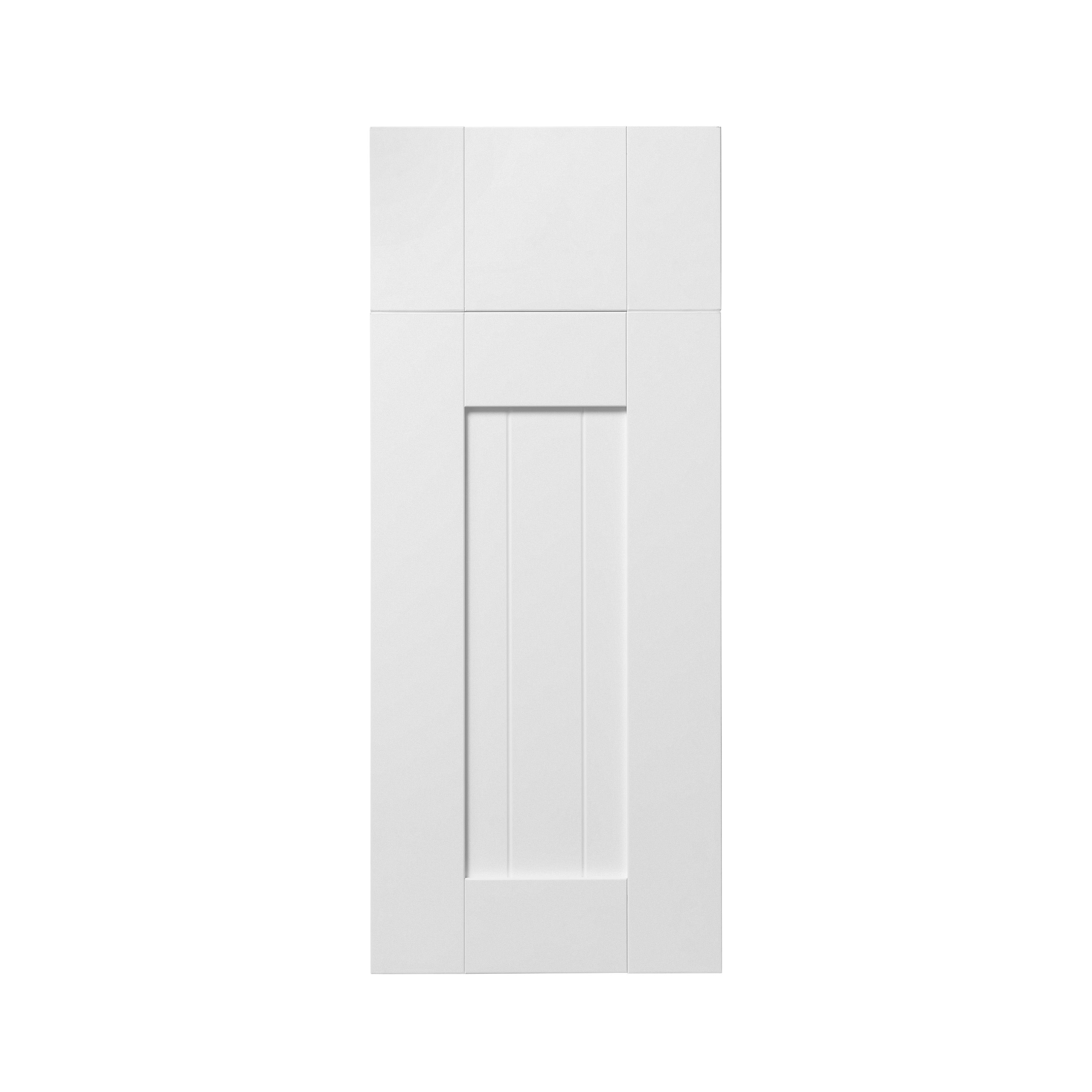 GoodHome Alpinia Matt white tongue & groove shaker Drawerline Cabinet door, (W)300mm (H)715mm (T)18mm