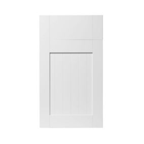 GoodHome Alpinia Matt white tongue & groove shaker Drawerline Cabinet door, (W)400mm (H)715mm (T)18mm