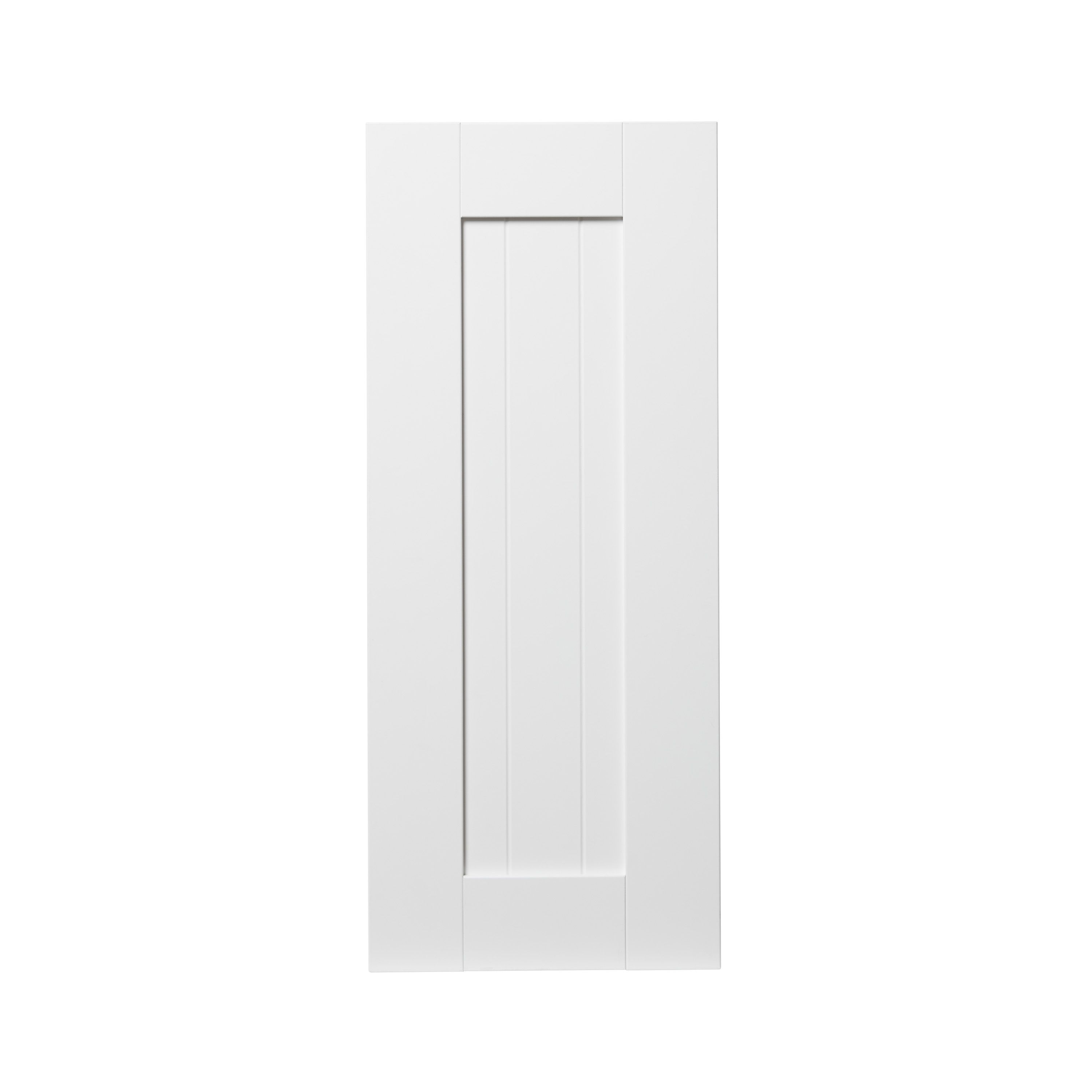GoodHome Alpinia Matt white tongue & groove shaker Highline Cabinet door (W)300mm (H)715mm (T)18mm