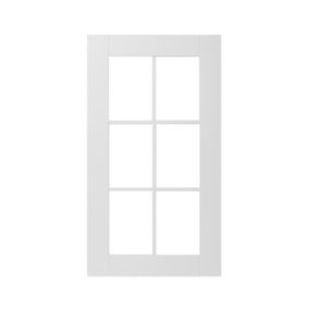 GoodHome Alpinia Matt white tongue & groove shaker Tall glazed Cabinet door (W)500mm (H)895mm (T)18mm
