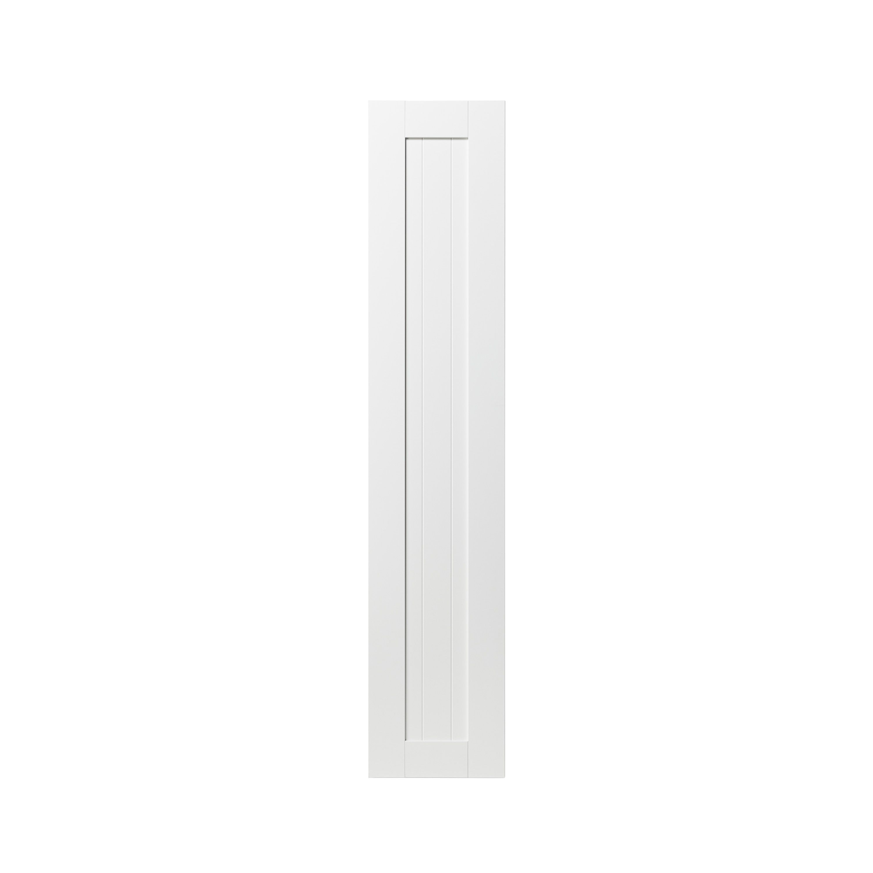 GoodHome Alpinia Matt white tongue & groove shaker Tall larder Cabinet door (W)300mm (H)1467mm (T)18mm