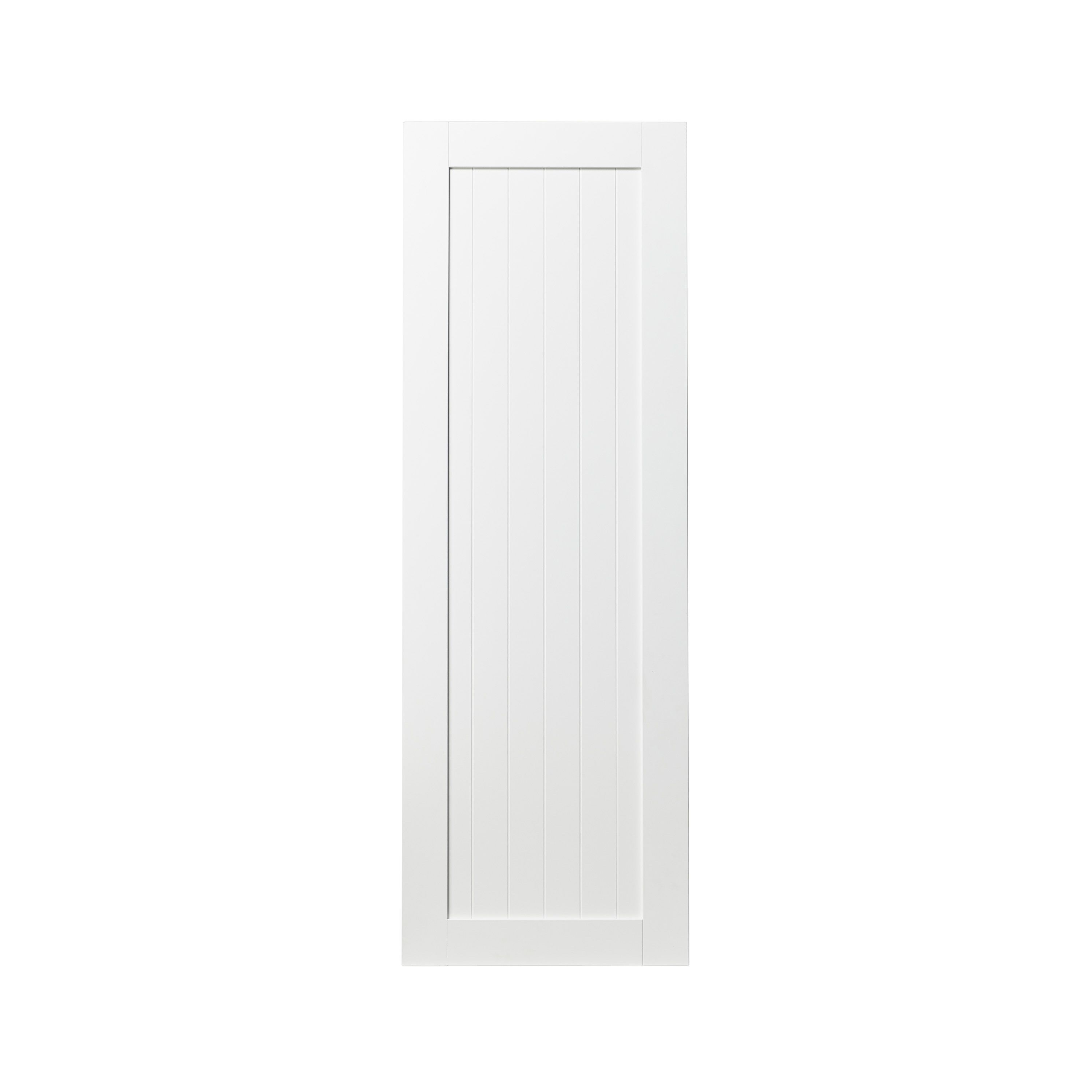 GoodHome Alpinia Matt white tongue & groove shaker Tall larder Cabinet door (W)500mm (H)1467mm (T)18mm