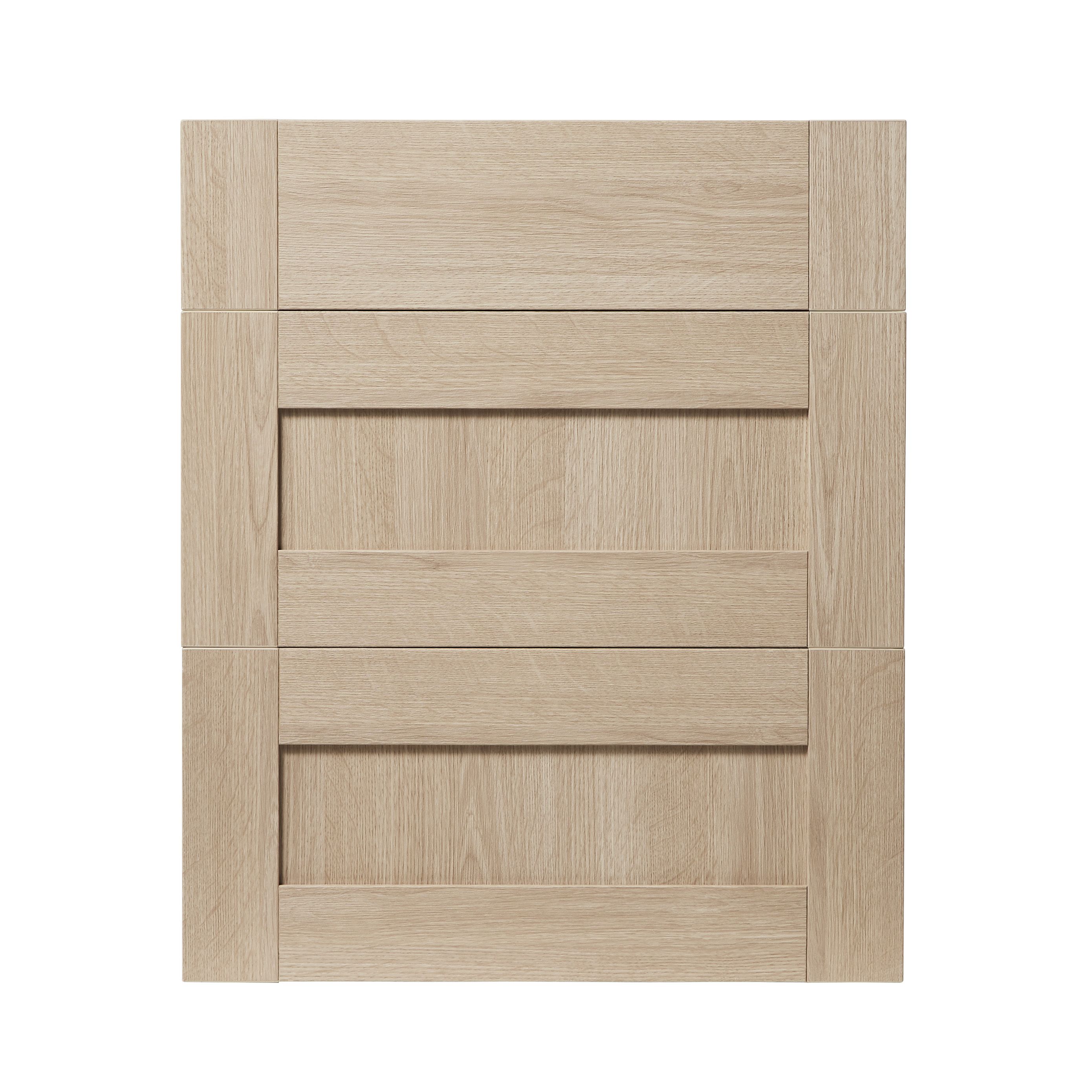 GoodHome Alpinia Oak effect shaker Drawer front (W)600mm, Pack of 3