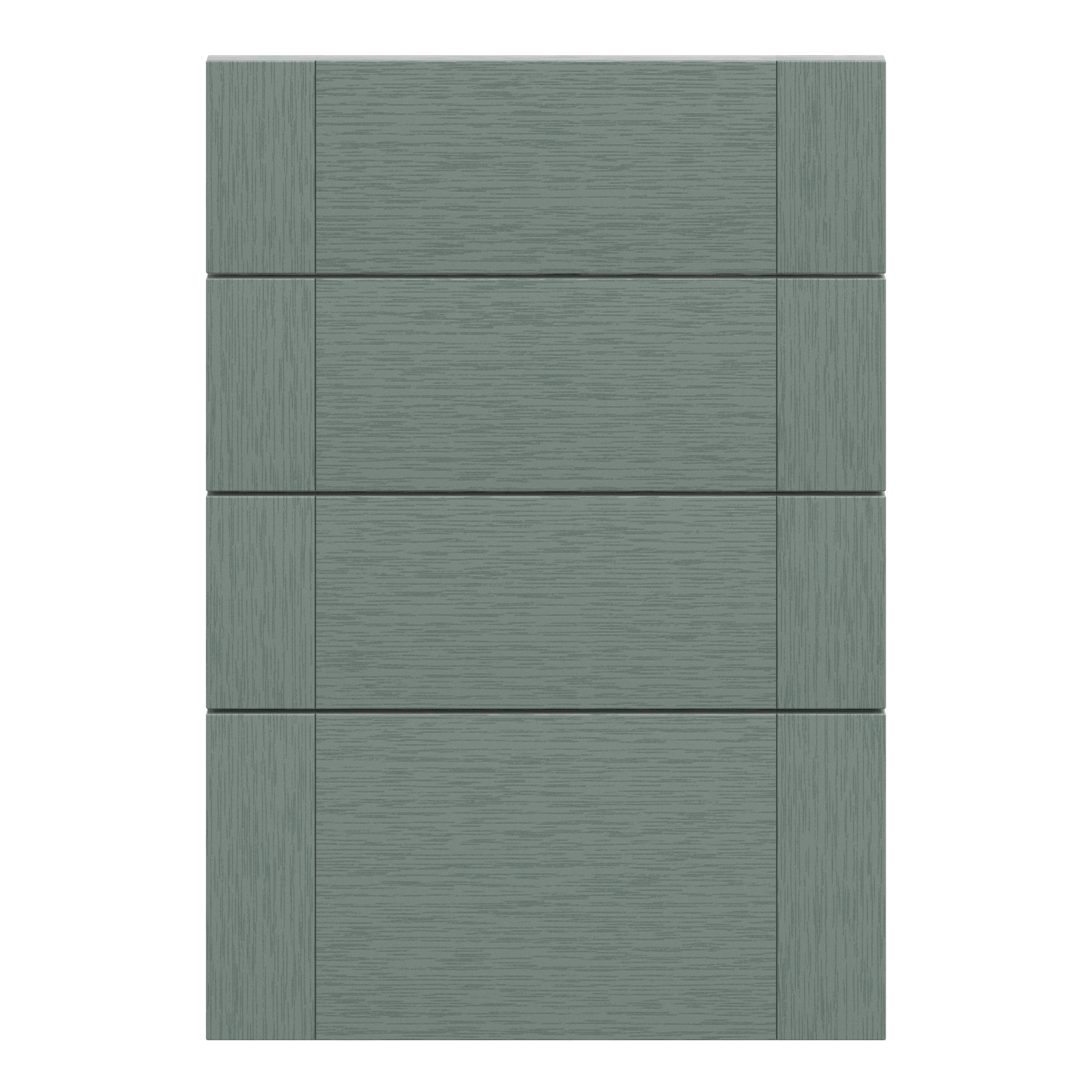 GoodHome Alpinia Painted Matt reed green wood effect 4 drawer front, Pack of 4 (H)715mm (W)497mm (T)18mm Price Comparisons | Compare The Build