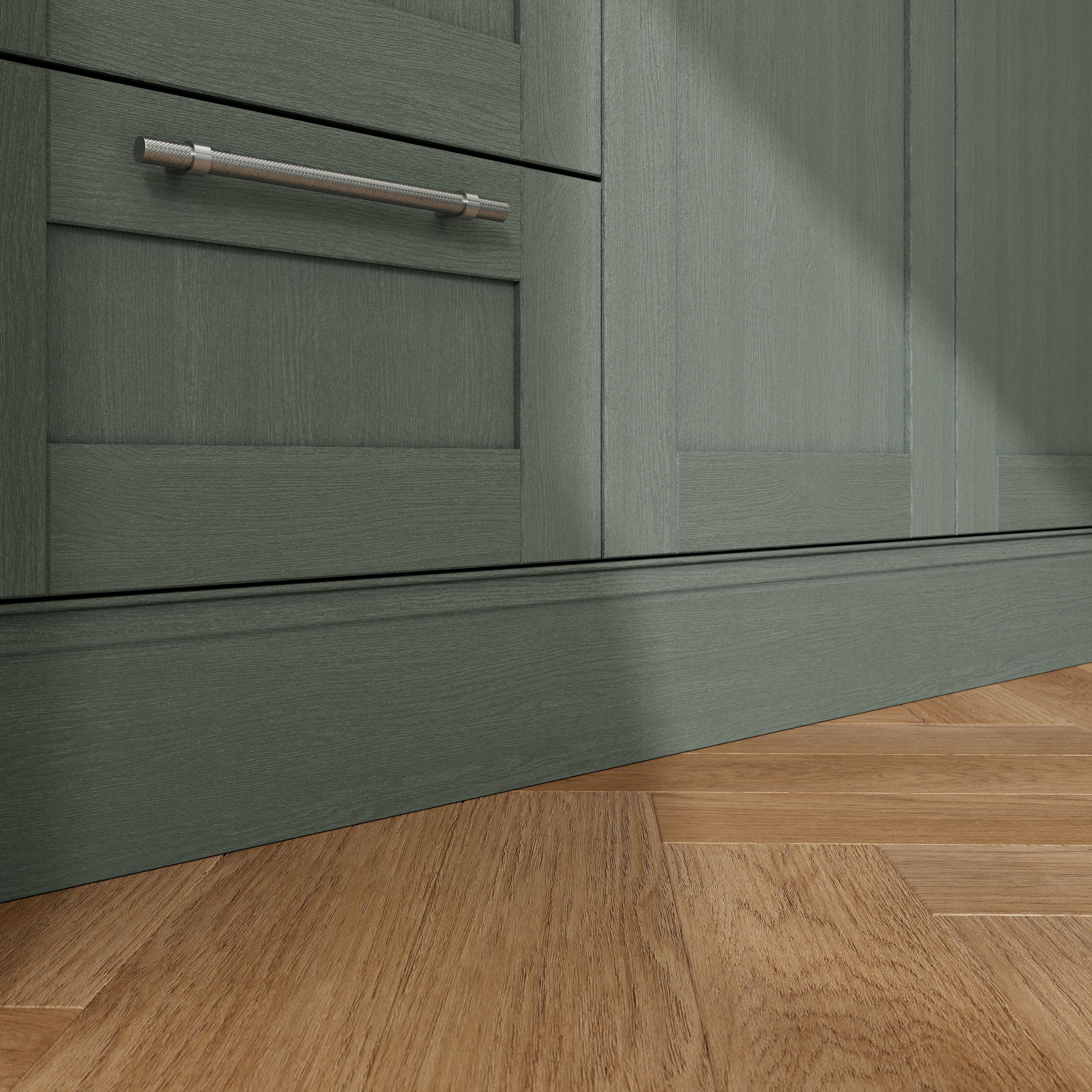 GoodHome Alpinia Reed Green Wood effect Square edge Stepped Plinth, (L)2400mm