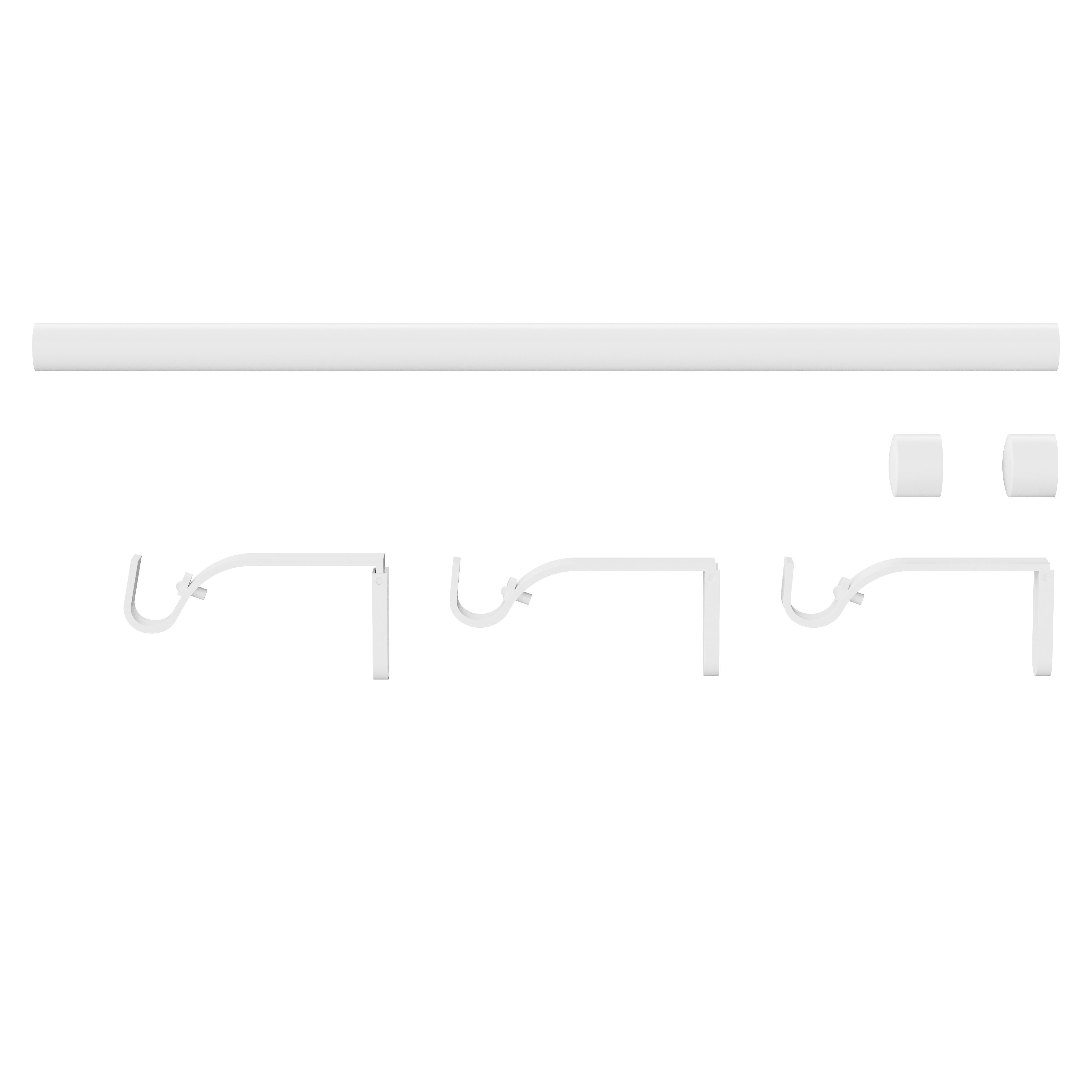GoodHome Anafi Matt Extendable Cap Single curtain pole set Set, (L)1200mm-2100mm (Dia)19mm