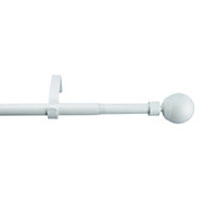 GoodHome Anafi Matt White Extendable Ball Single curtain pole set Set, (L)1200mm-2100mm (Dia)19mm