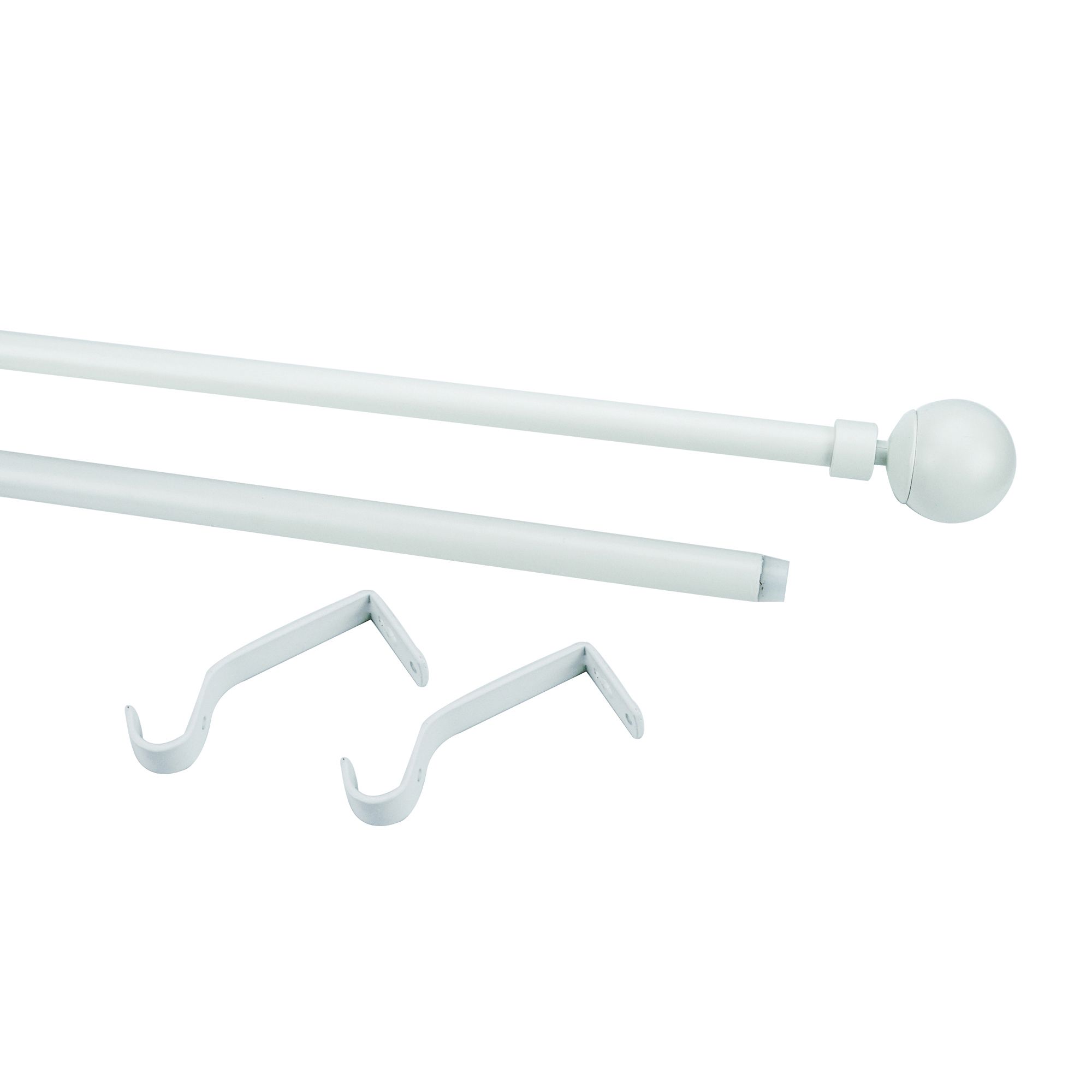GoodHome Anafi Matt White Extendable Ball Single curtain pole set Set, (L)2000mm-3300mm (Dia)19mm