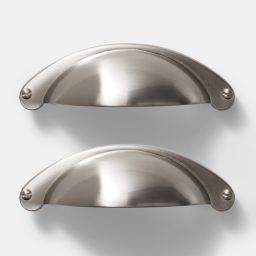 GoodHome Ancho Brushed Silver Nickel effect Stainless steel & zinc alloy Cabinet Handle (L)103mm, Pack of 2