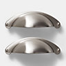 GoodHome Ancho Nickel effect Silver Kitchen cabinets Handle (L)103mm